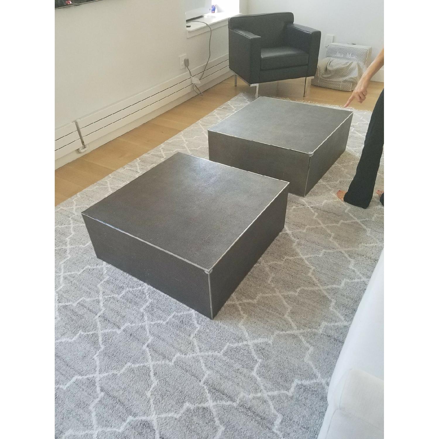 Restoration Hardware Shagreen Cube Square Coffee Tables - image-3