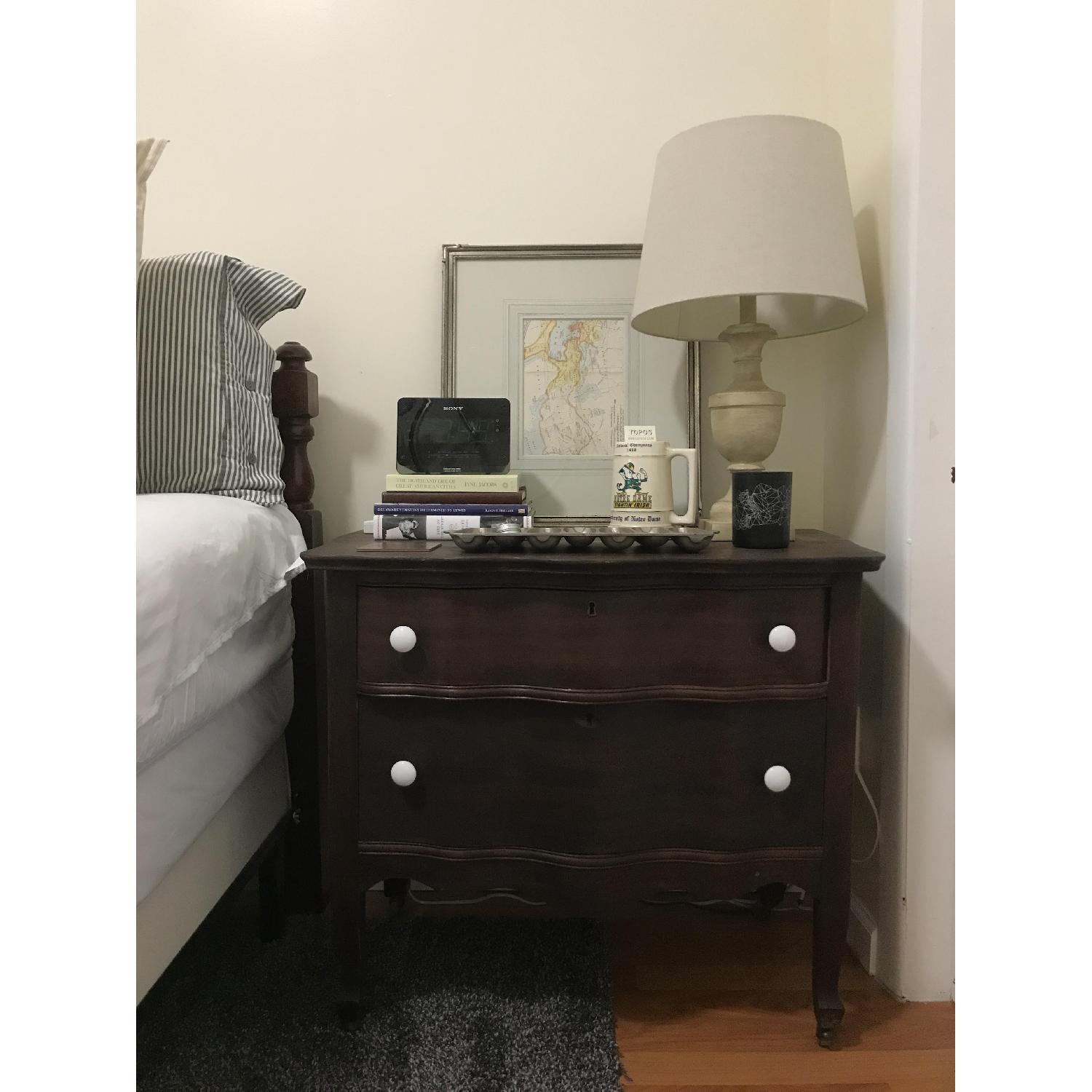 Vintage English Country 2 Drawer Nightstand - image-1