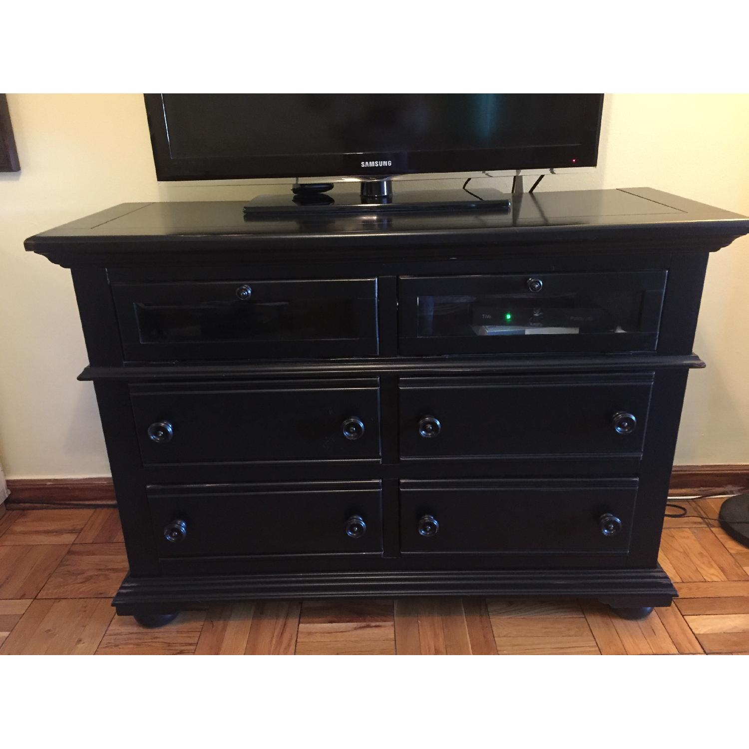 Havertys Wood Black TV Console - image-1