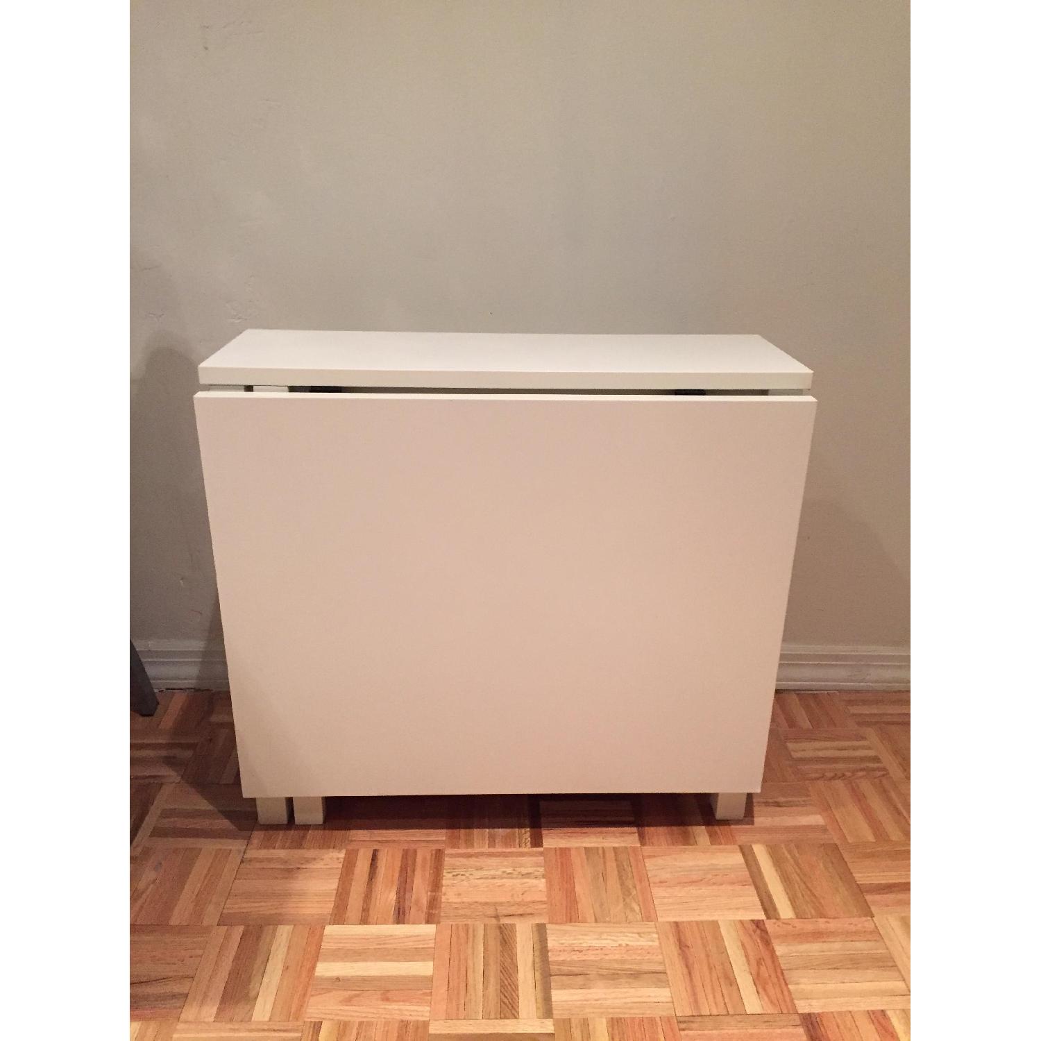 Ikea Norden Gateleg Expandable White Storage Table - image-7