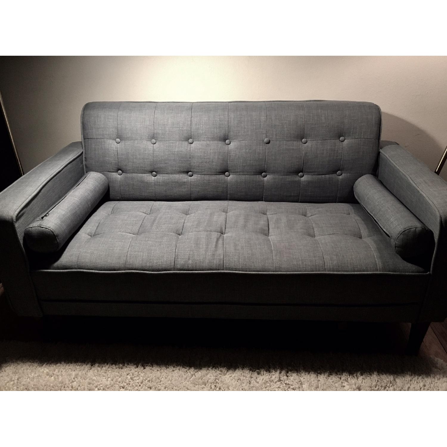 NHI Express Dove Blue Fabric Small Loveseat - image-1