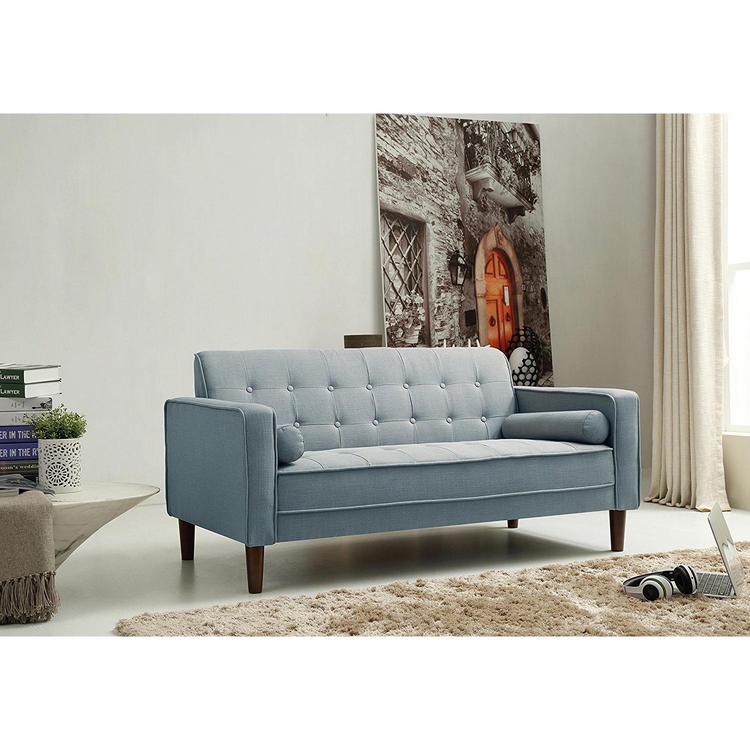NHI Express Dove Blue Fabric Small Loveseat - image-5