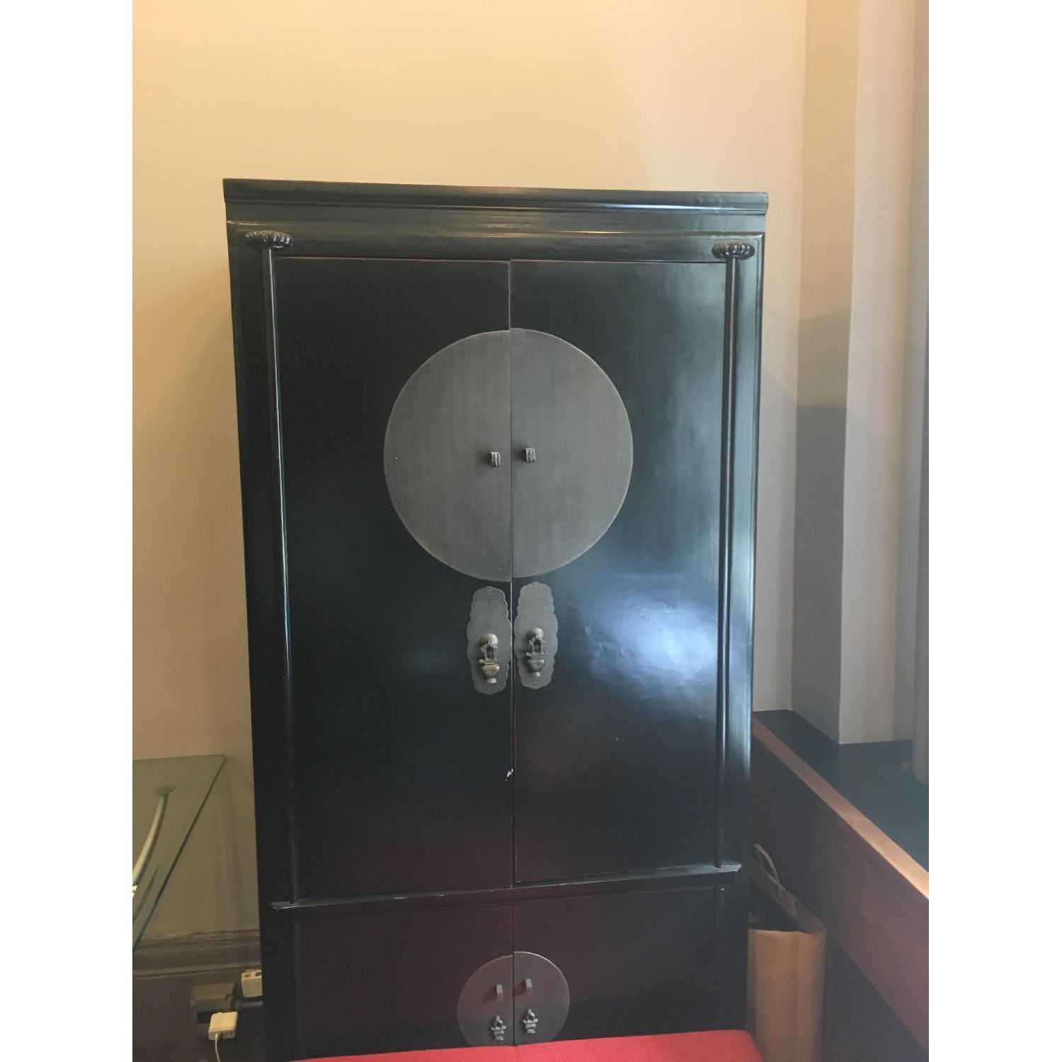 Vintage Large Black Wood Cabinet - image-2