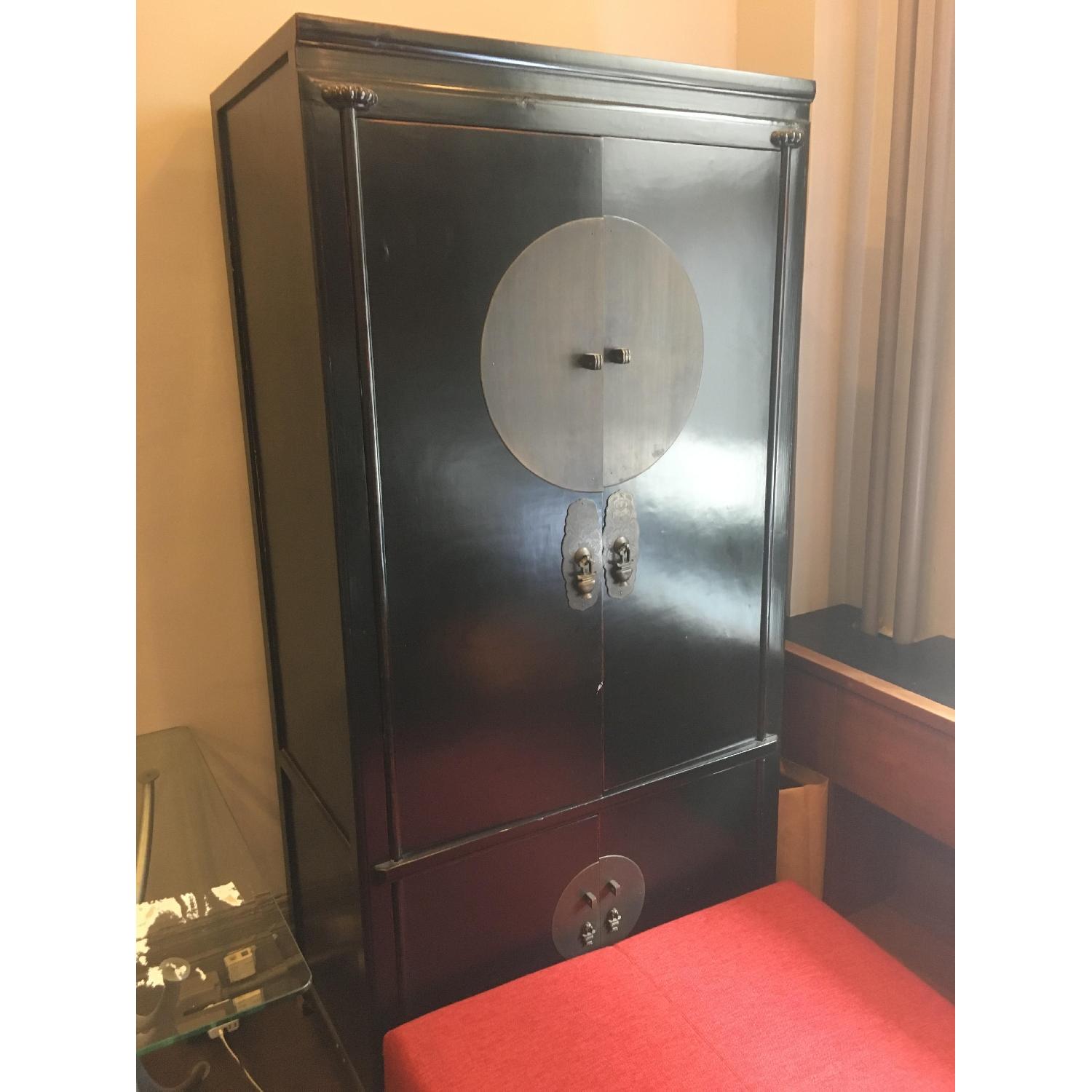 Vintage Large Black Wood Cabinet - image-3