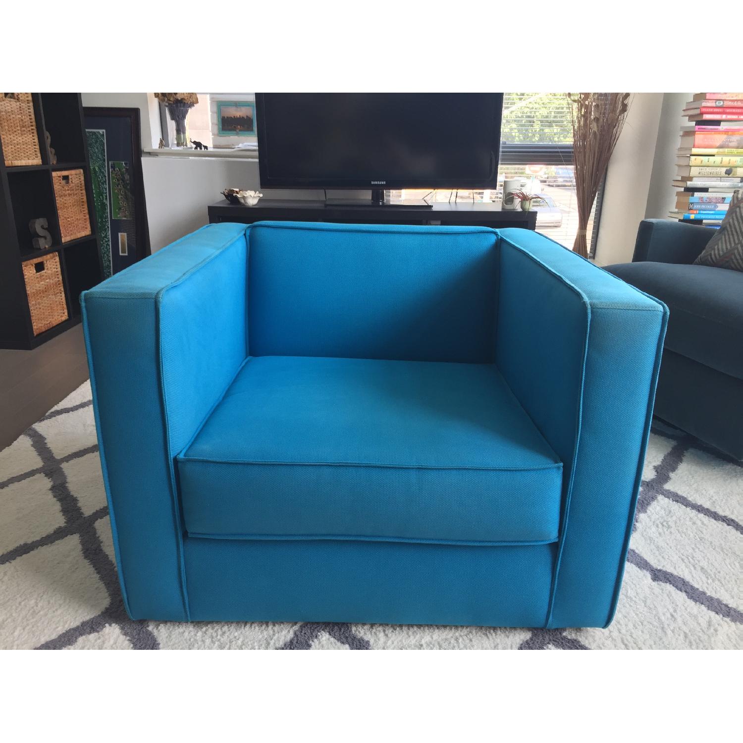 CB2 Teal Club Chair - image-1
