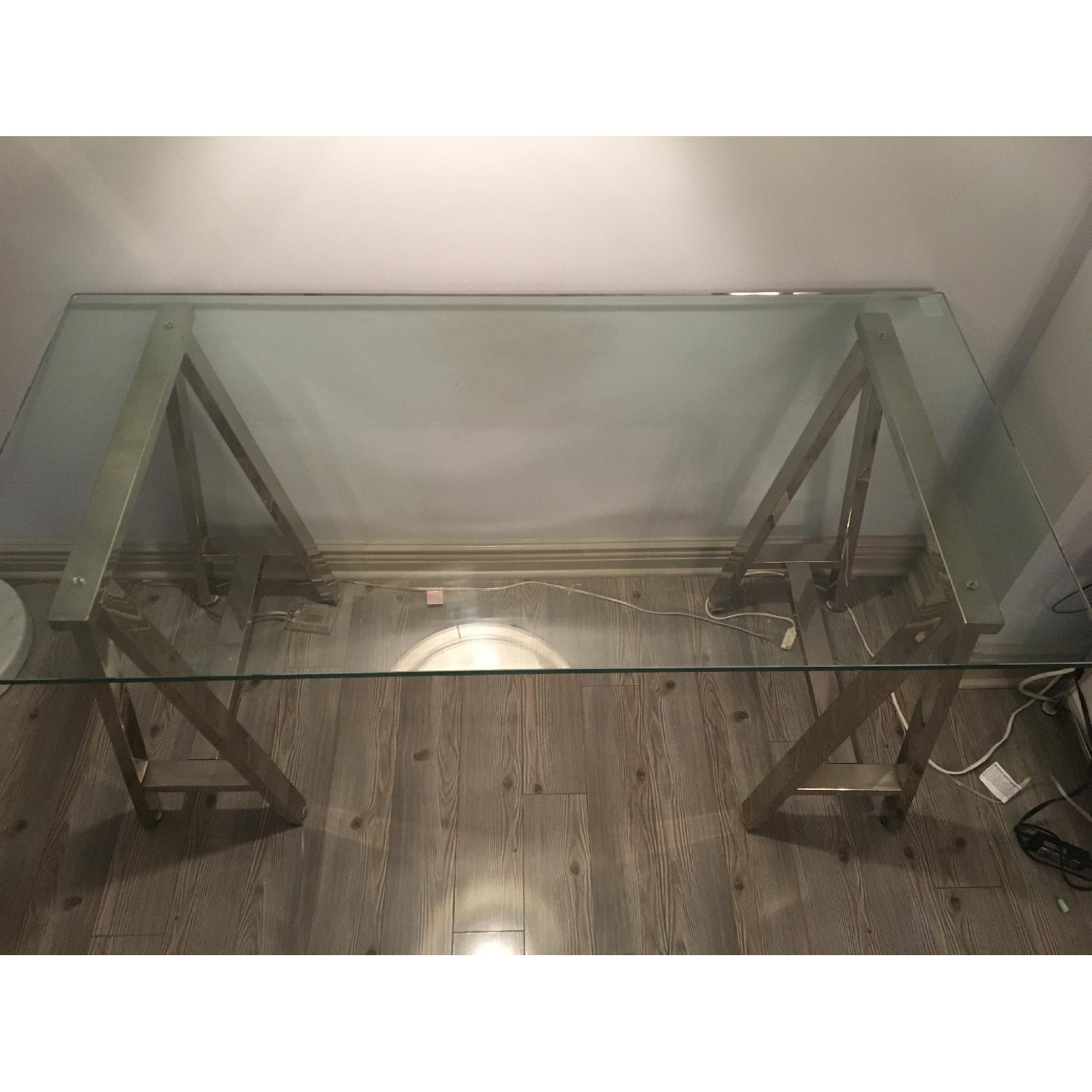 West Elm Cross-Base Desk in Polished Nickel - image-1