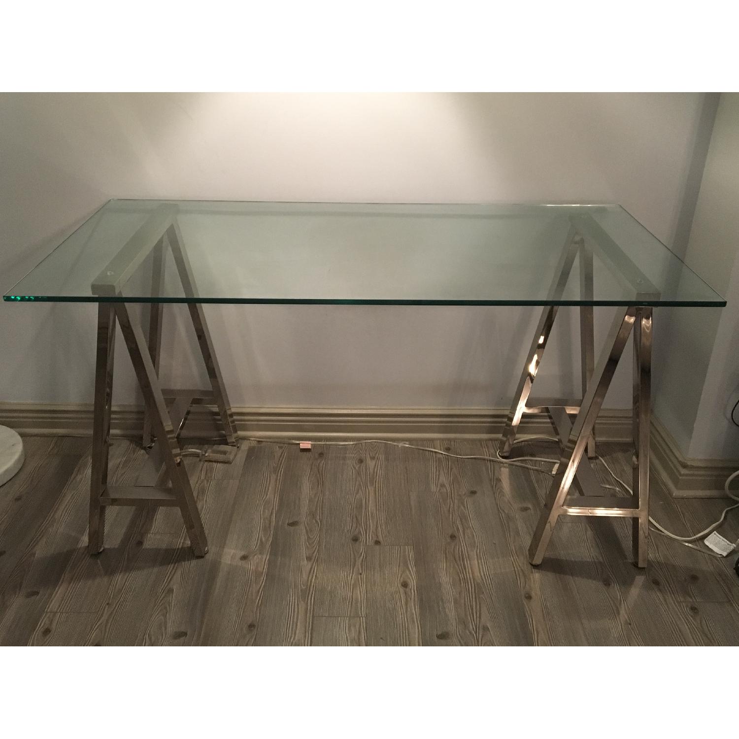 West Elm Cross-Base Desk in Polished Nickel - image-2