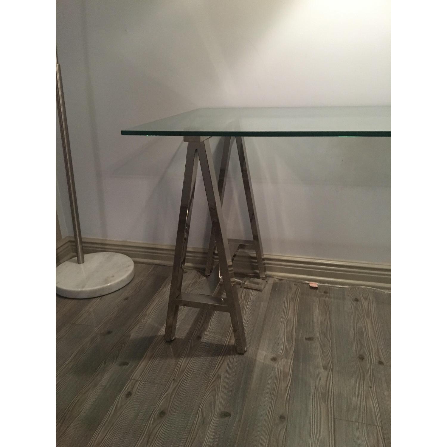 West Elm Cross-Base Desk in Polished Nickel - image-4