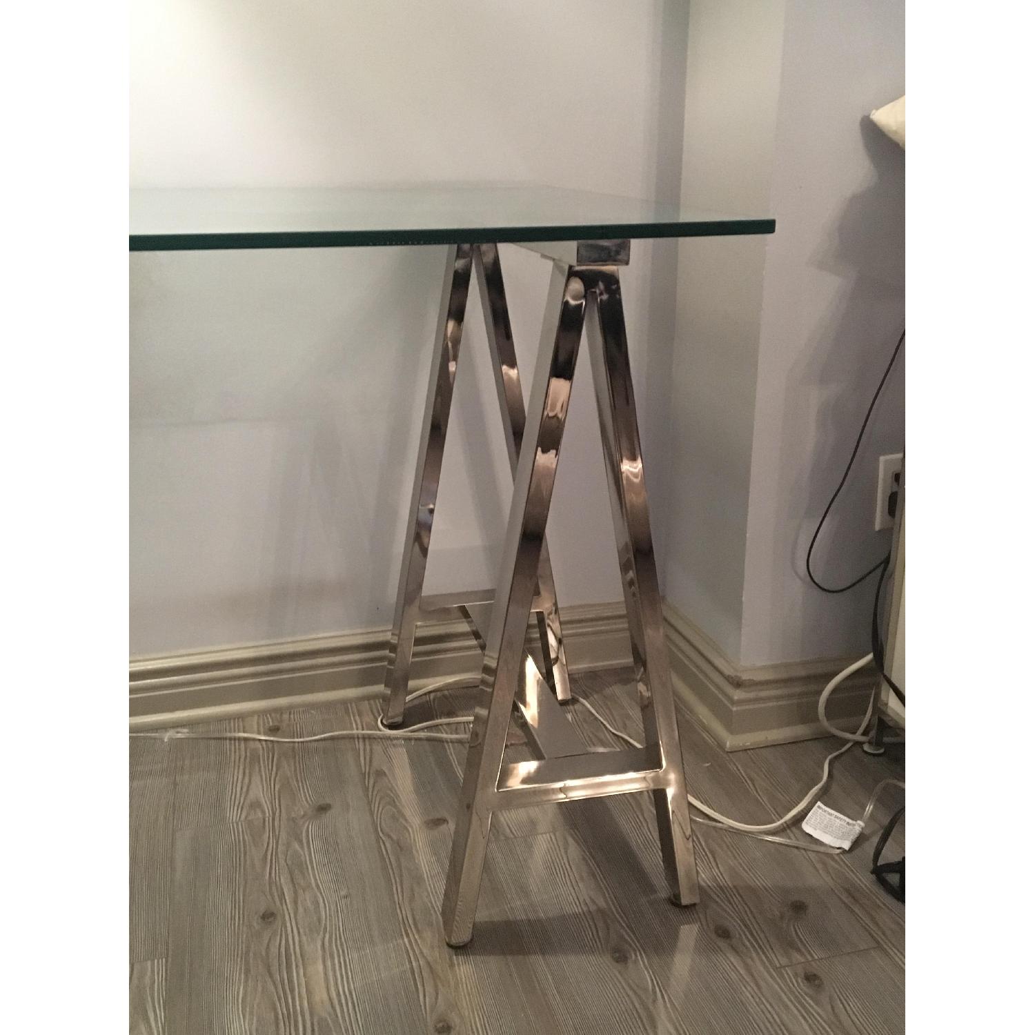 West Elm Cross-Base Desk in Polished Nickel - image-5