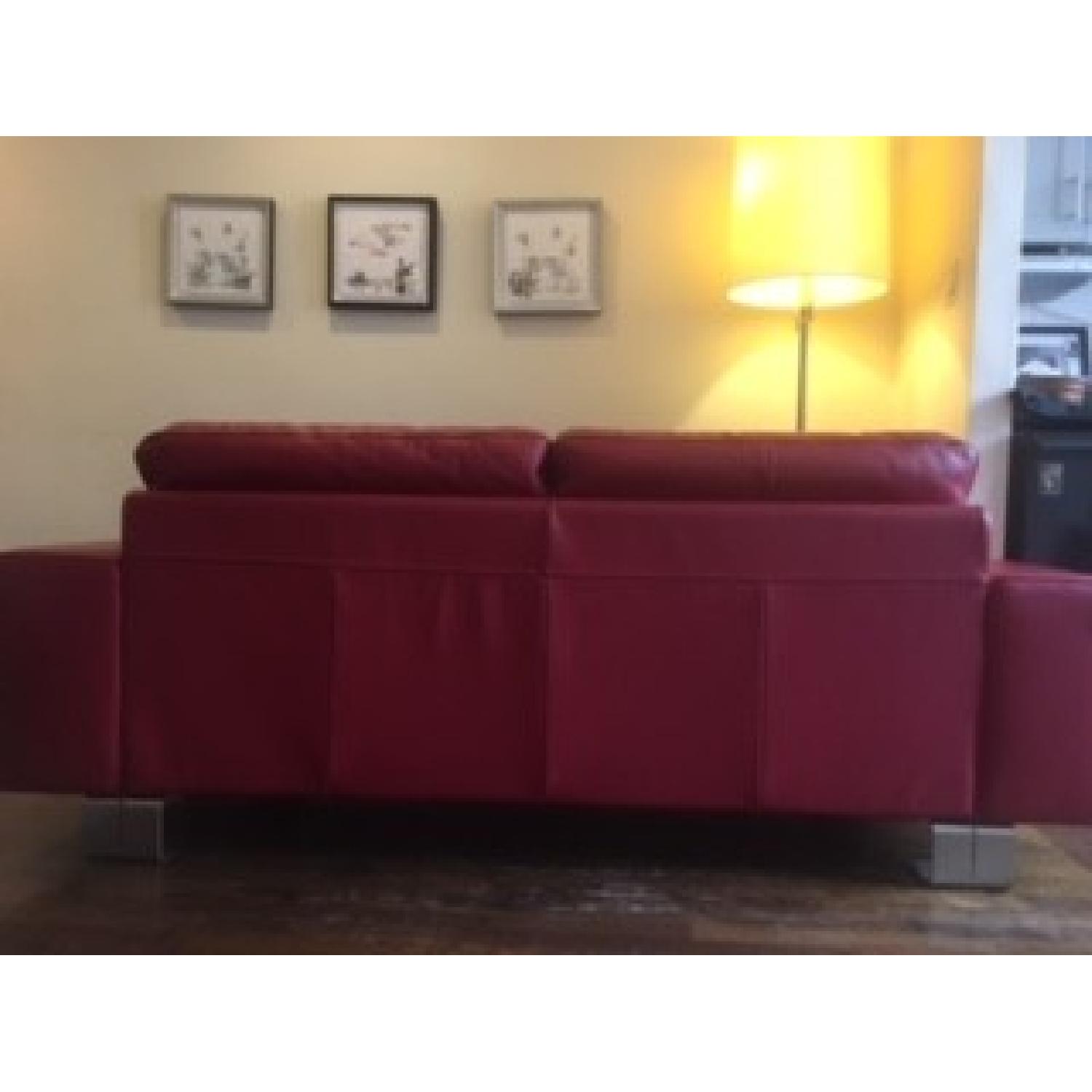 Natuzzi Red Leather Sofa AptDeco