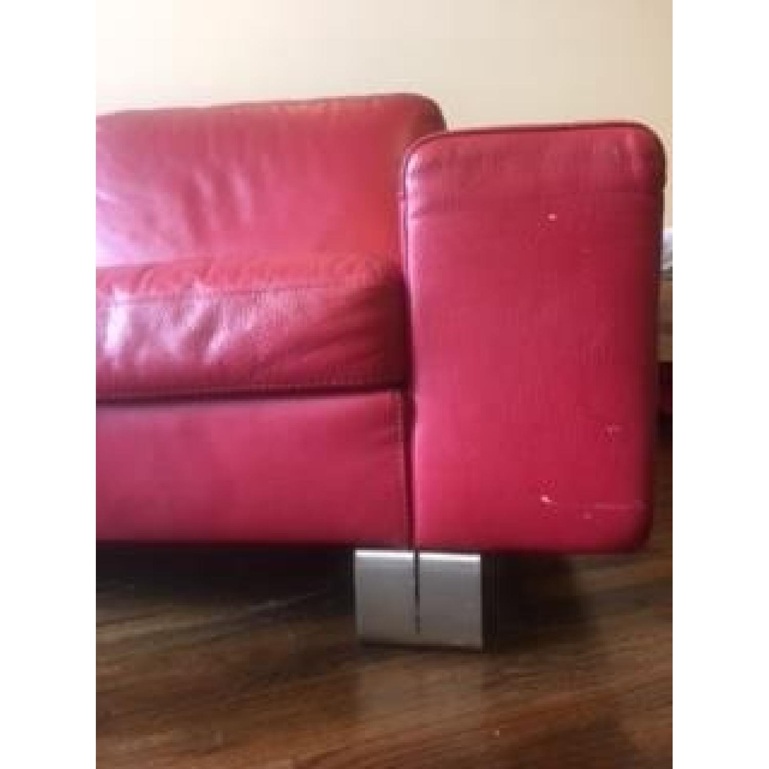 Natuzzi Red Leather Sofa - image-3