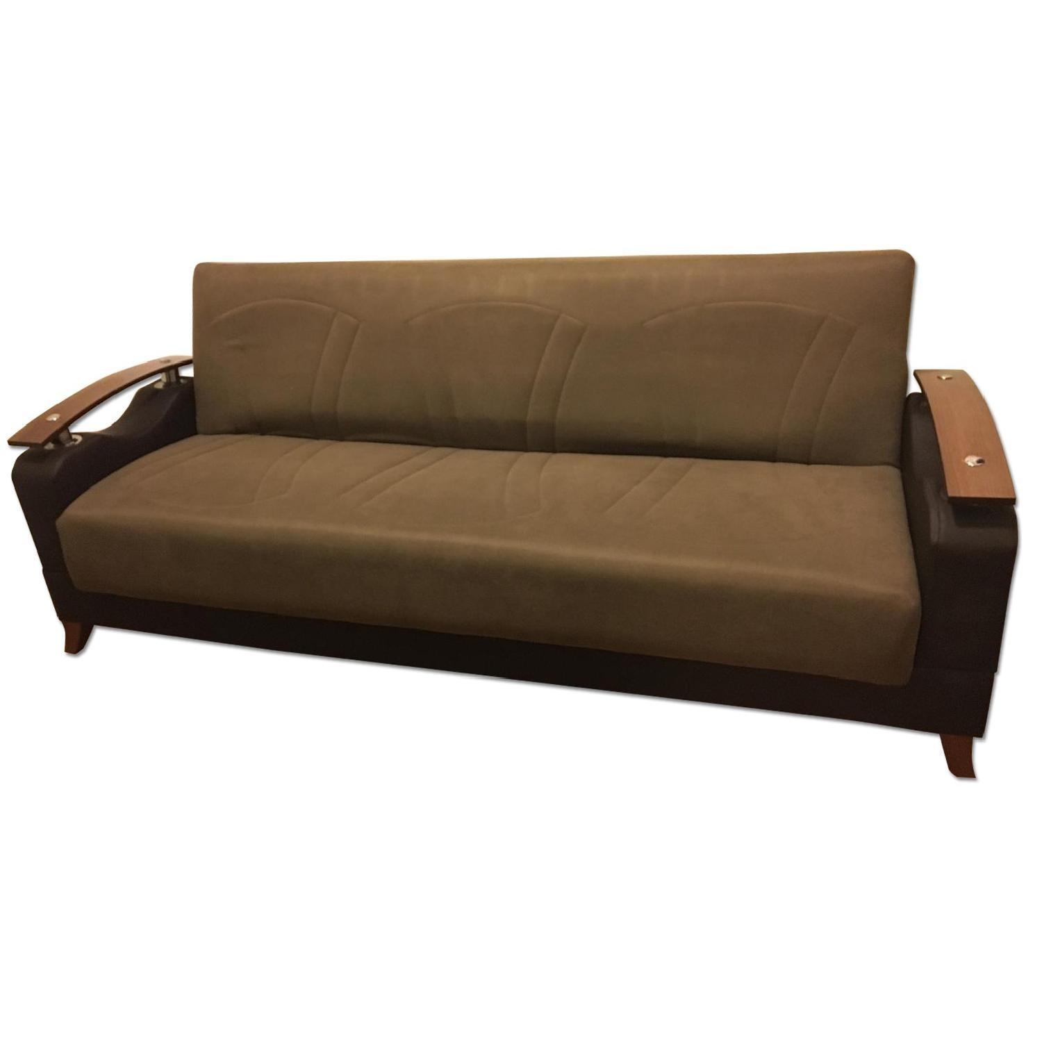 El Dorado Furniture Peron Leather & Wood Finish Sleeper AptDeco