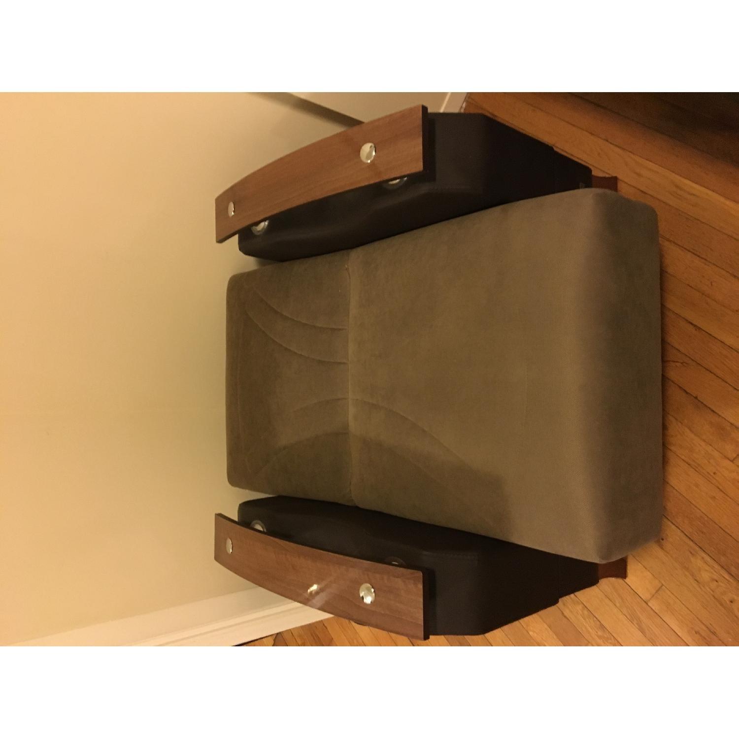 El Dorado Furniture Peron Leather & Wood Finish Futon Chair w/ Storage - image-2