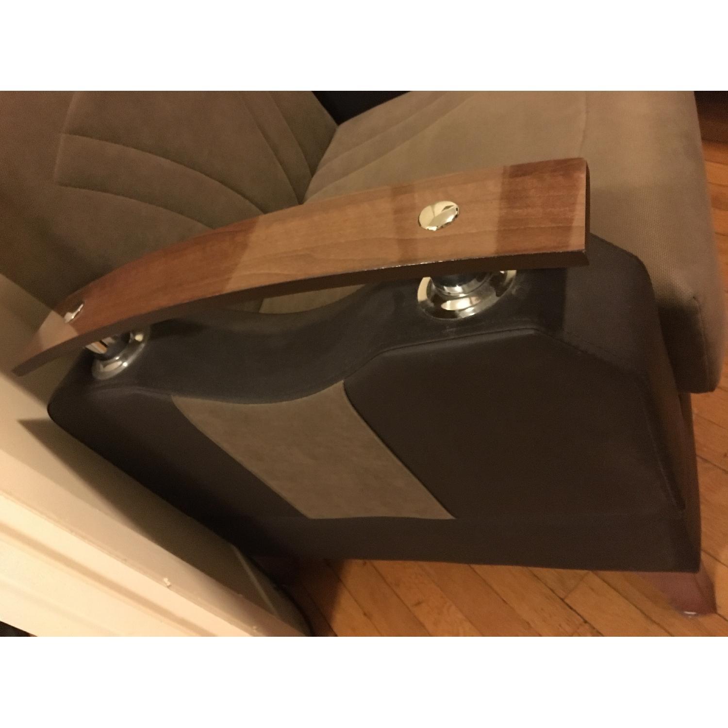 El Dorado Furniture Peron Leather & Wood Finish Futon Chair w/ Storage - image-3