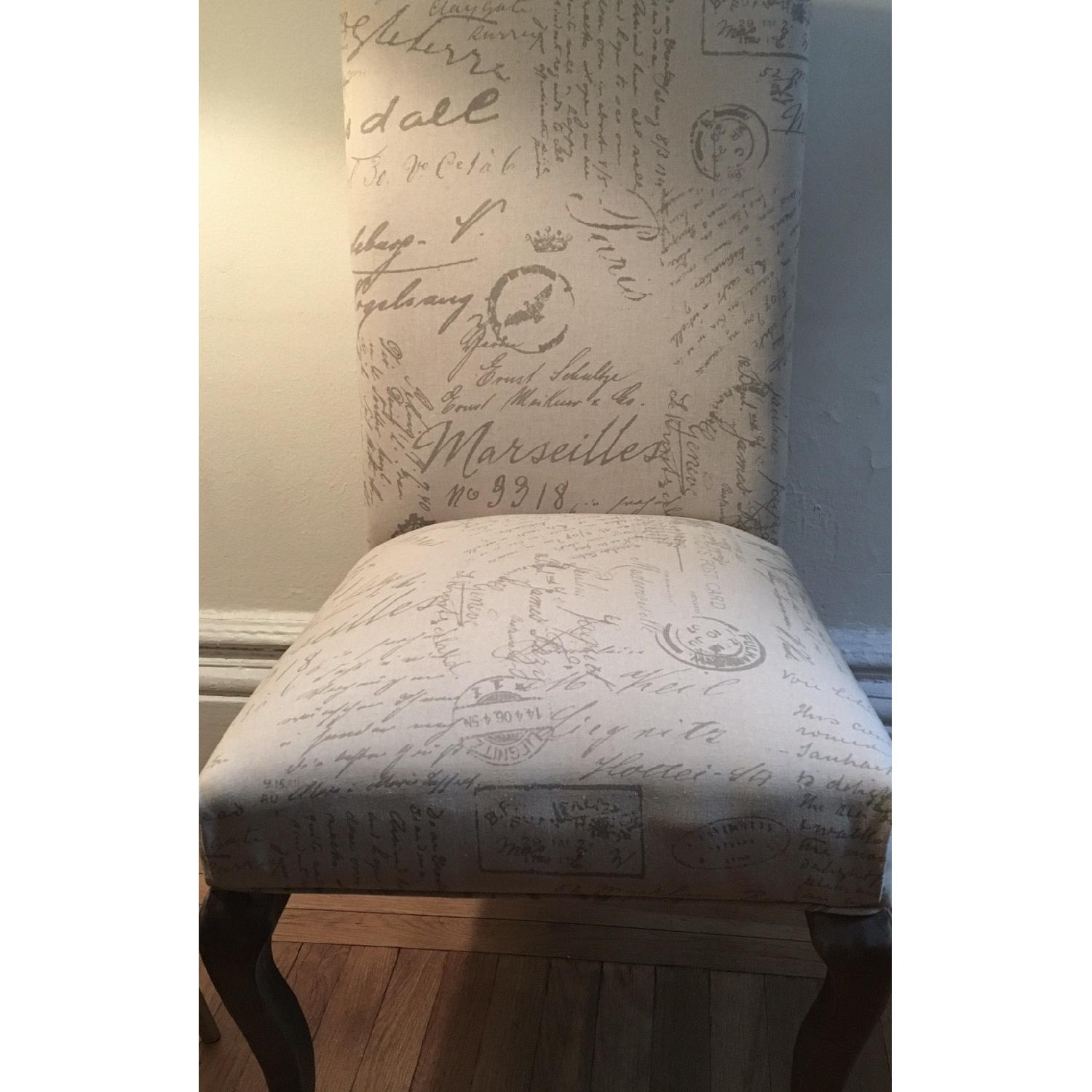 Industrial Wood & Metal Square Table w/ 2 French-Script Chairs - image-4