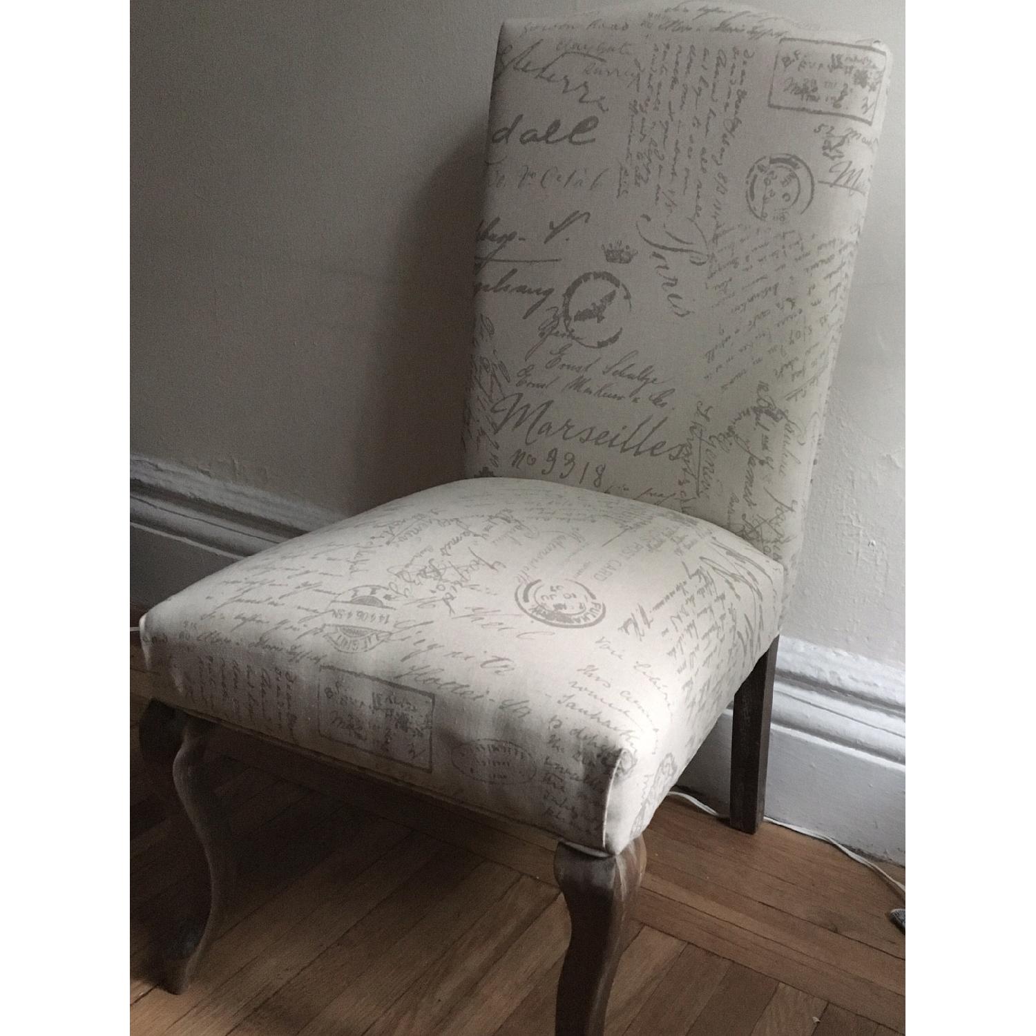 Industrial Wood & Metal Square Table w/ 2 French-Script Chairs - image-5