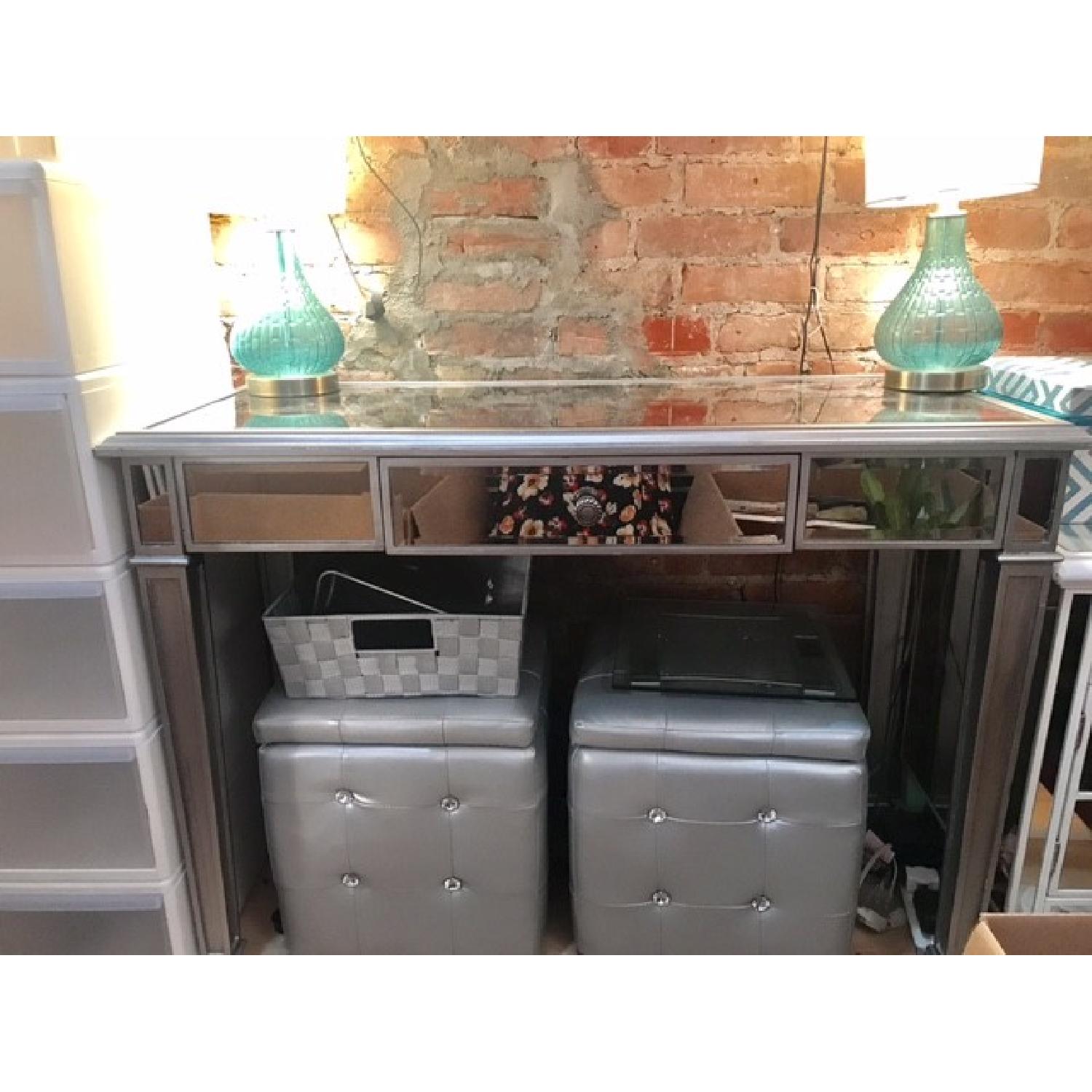 Pier 1 Hayworth Silver Mirrored Desk - image-8