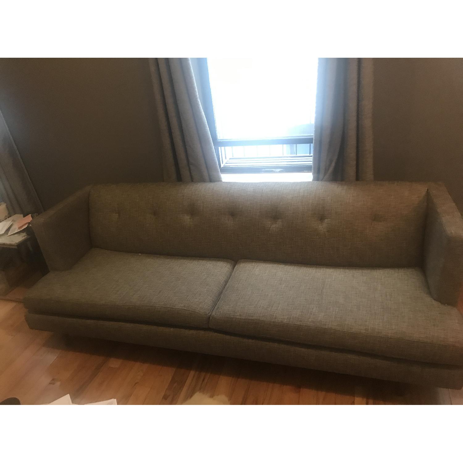 CB2 Avec Gray Tufted Sofa AptDeco