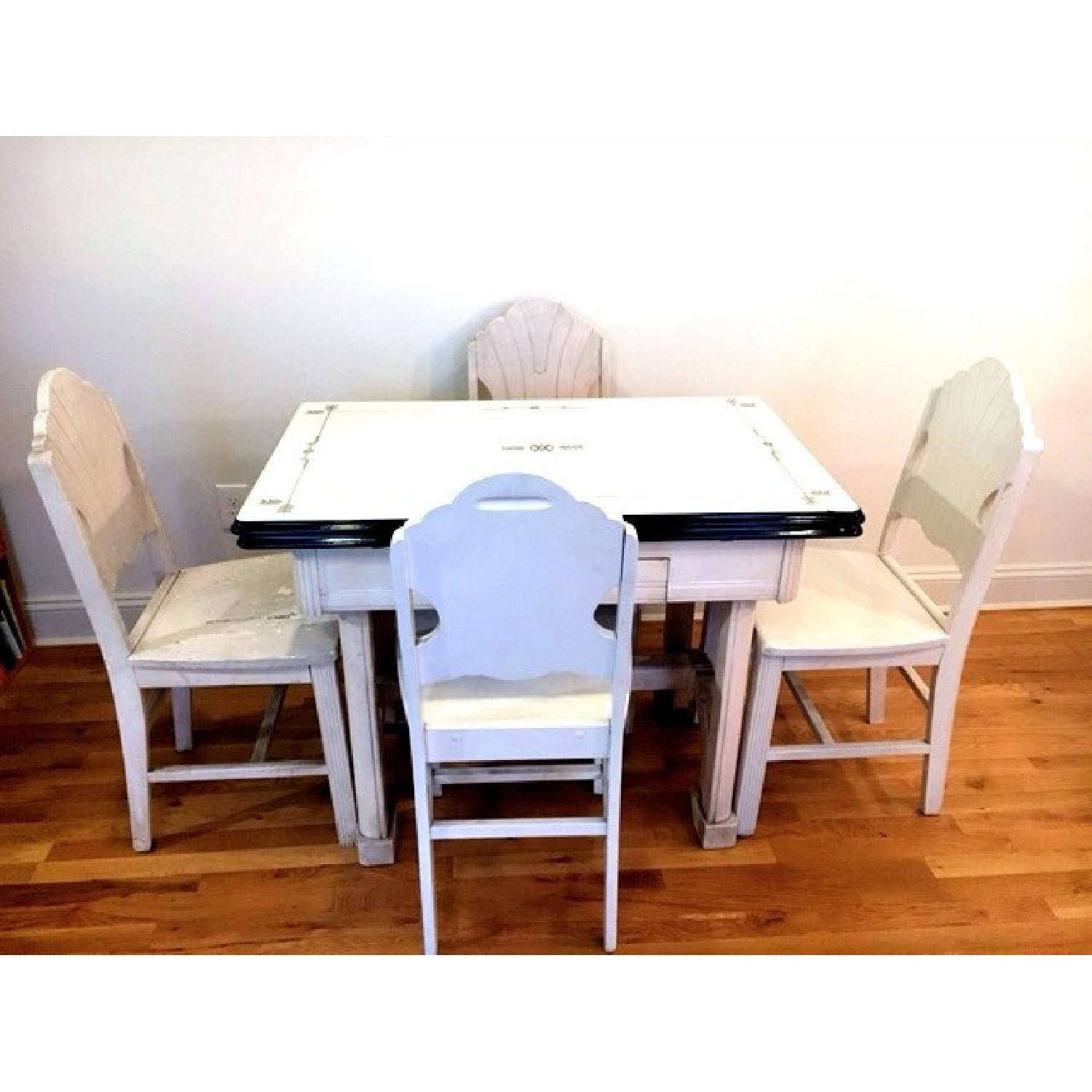 Vintage Enamel Dining Table w/ 4 Chairs - image-1