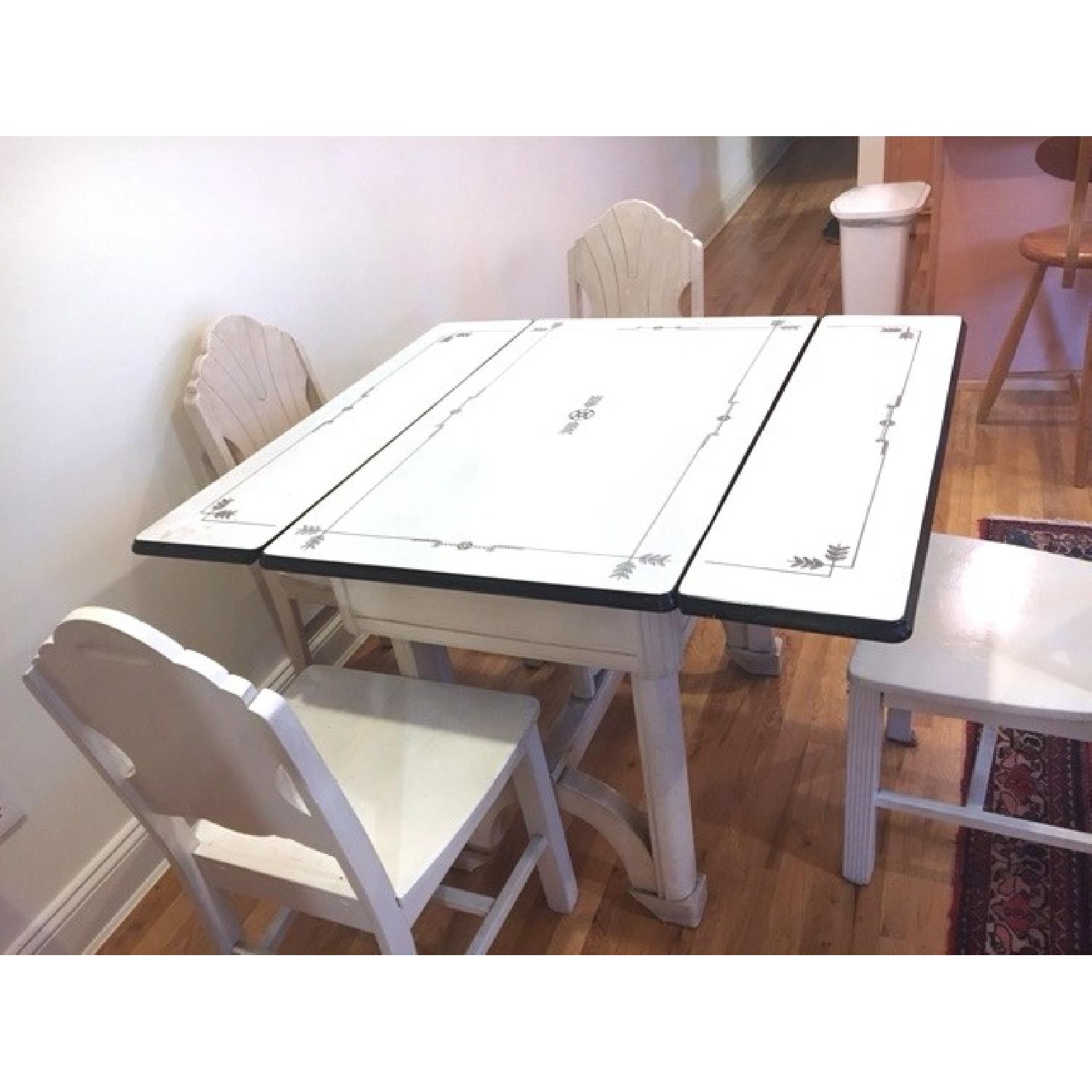 Vintage Enamel Dining Table w/ 4 Chairs - image-2
