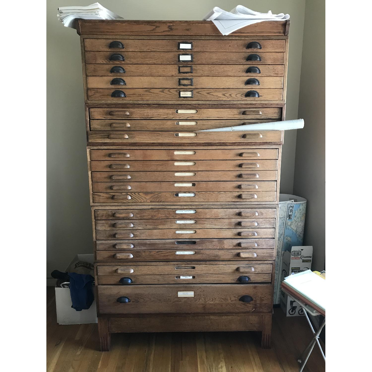 Antique Wooden Blueprint File AptDeco