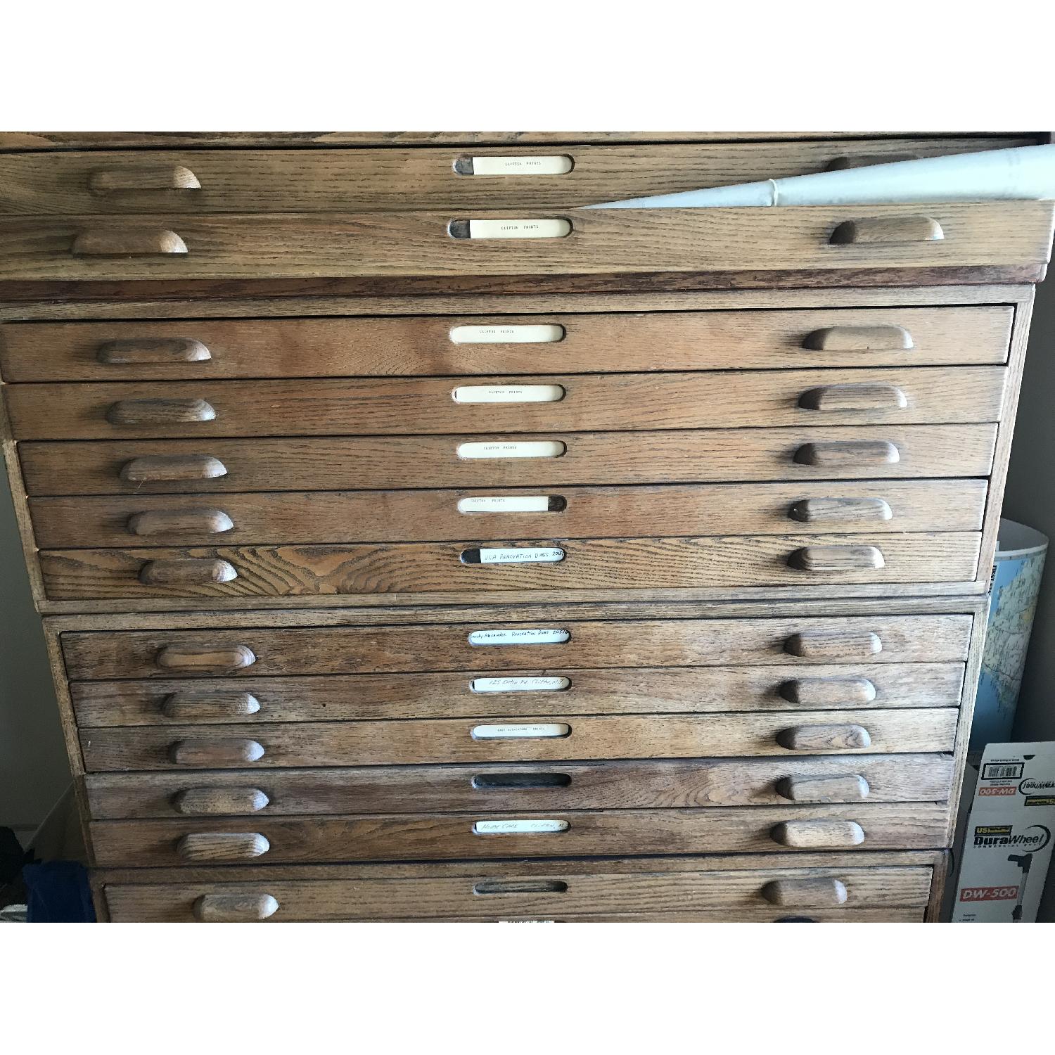 Antique Wooden Blueprint File Cabinet - image-4