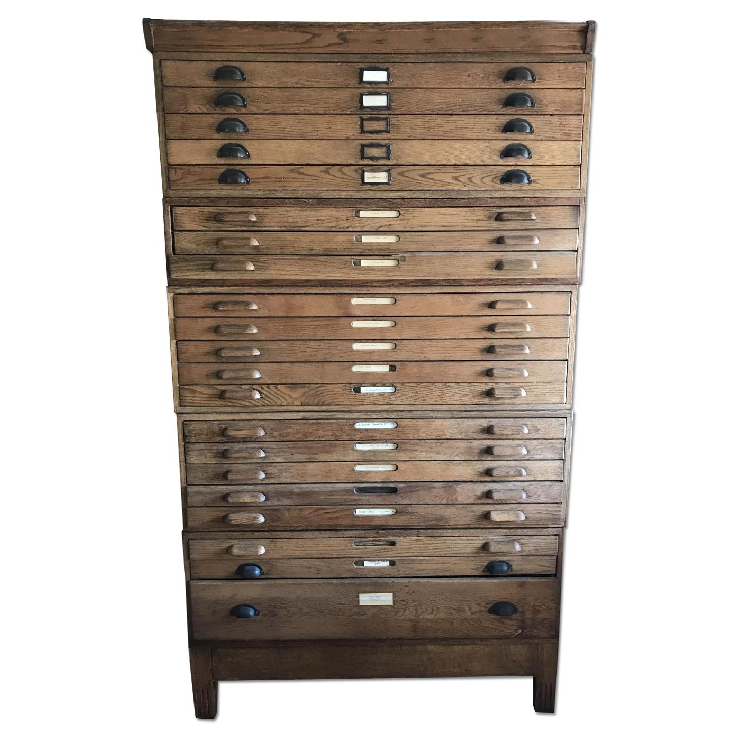 Antique Wooden Blueprint File AptDeco