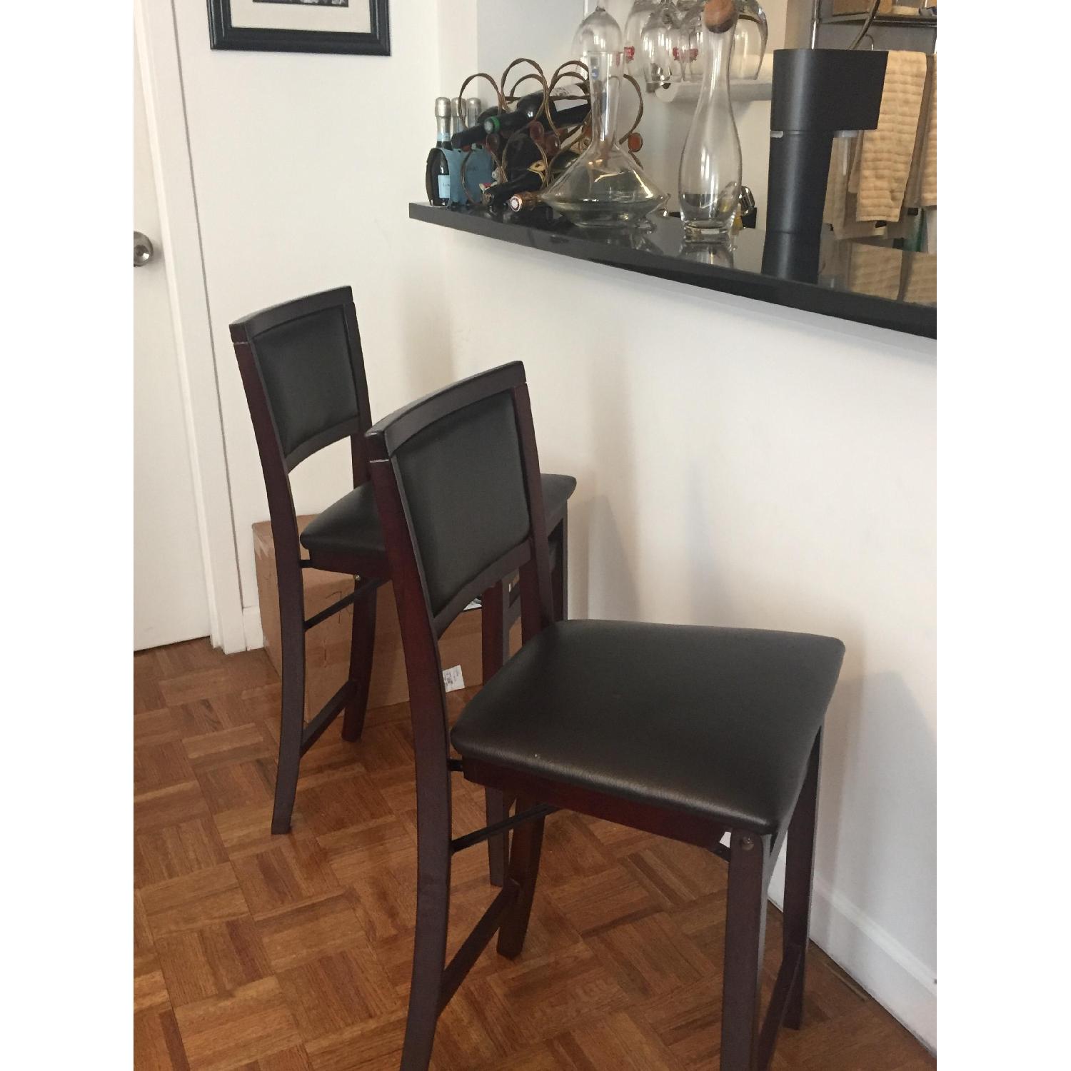 Wood & Leather Bar/Kitchen Stools - image-2