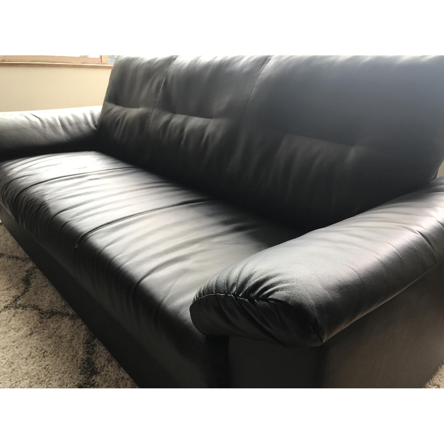 Ikea Knislinge Leather Sofa in Idhult Black AptDeco