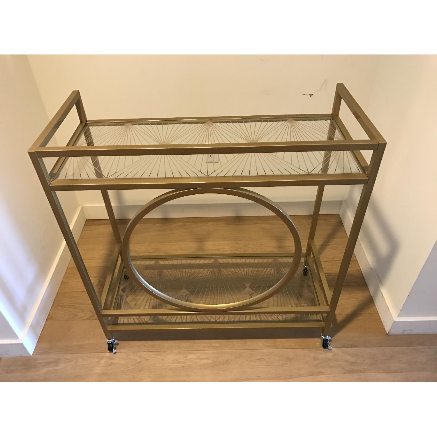 Contemporary Beverage Cart w/ Casters - image-3