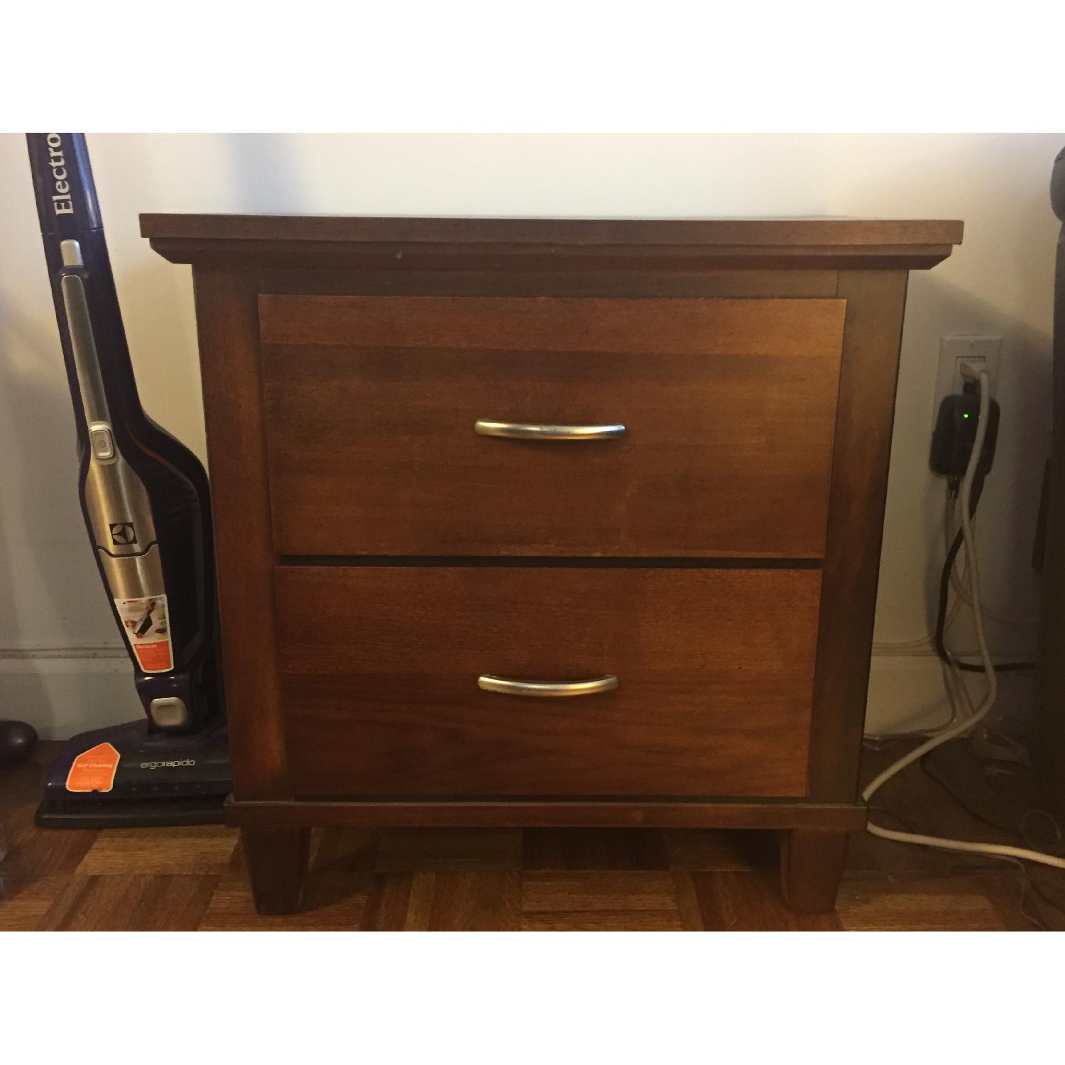 Two Drawer Wooden Night Stand - image-1