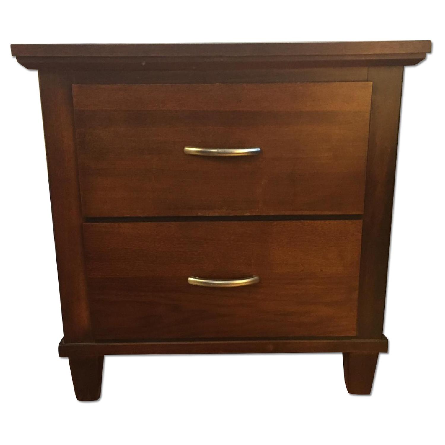 Two Drawer Wooden Night Stand - image-0