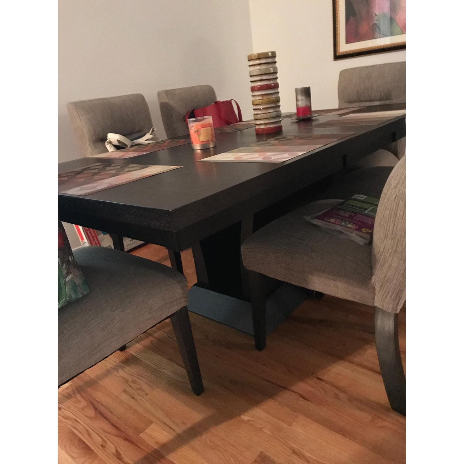 Home Elegance Avery Rectangular Pedestal Dining Table w/ Extension Leaf & 6 Side Chairs - image-2
