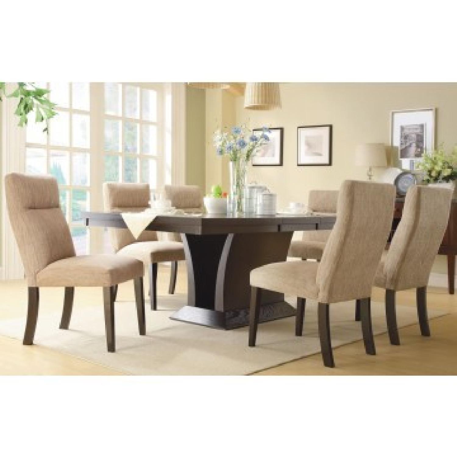 Home Elegance Avery Rectangular Pedestal Dining Table w/ Extension Leaf & 6 Side Chairs - image-4