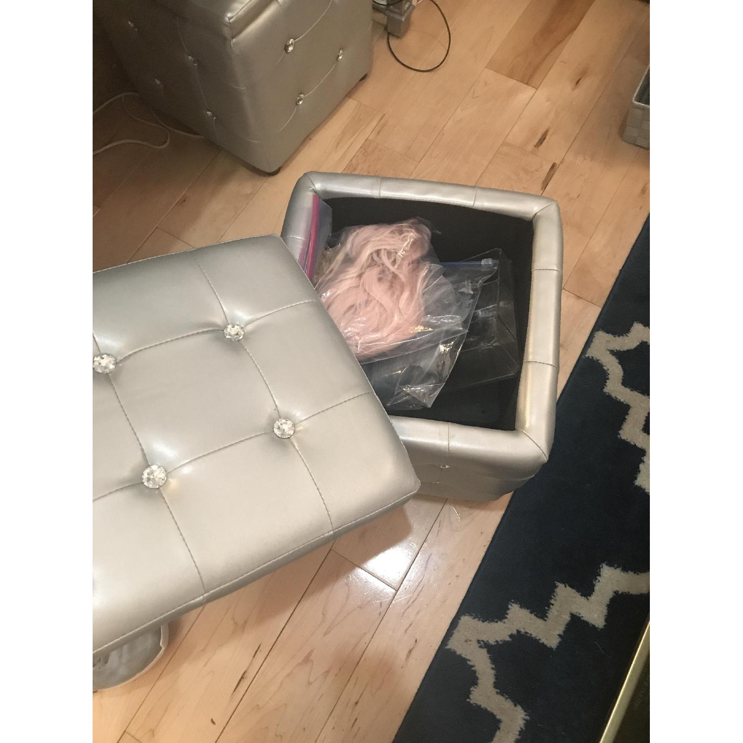 LumiSource Silver Square Pouf/Ottoman - image-2