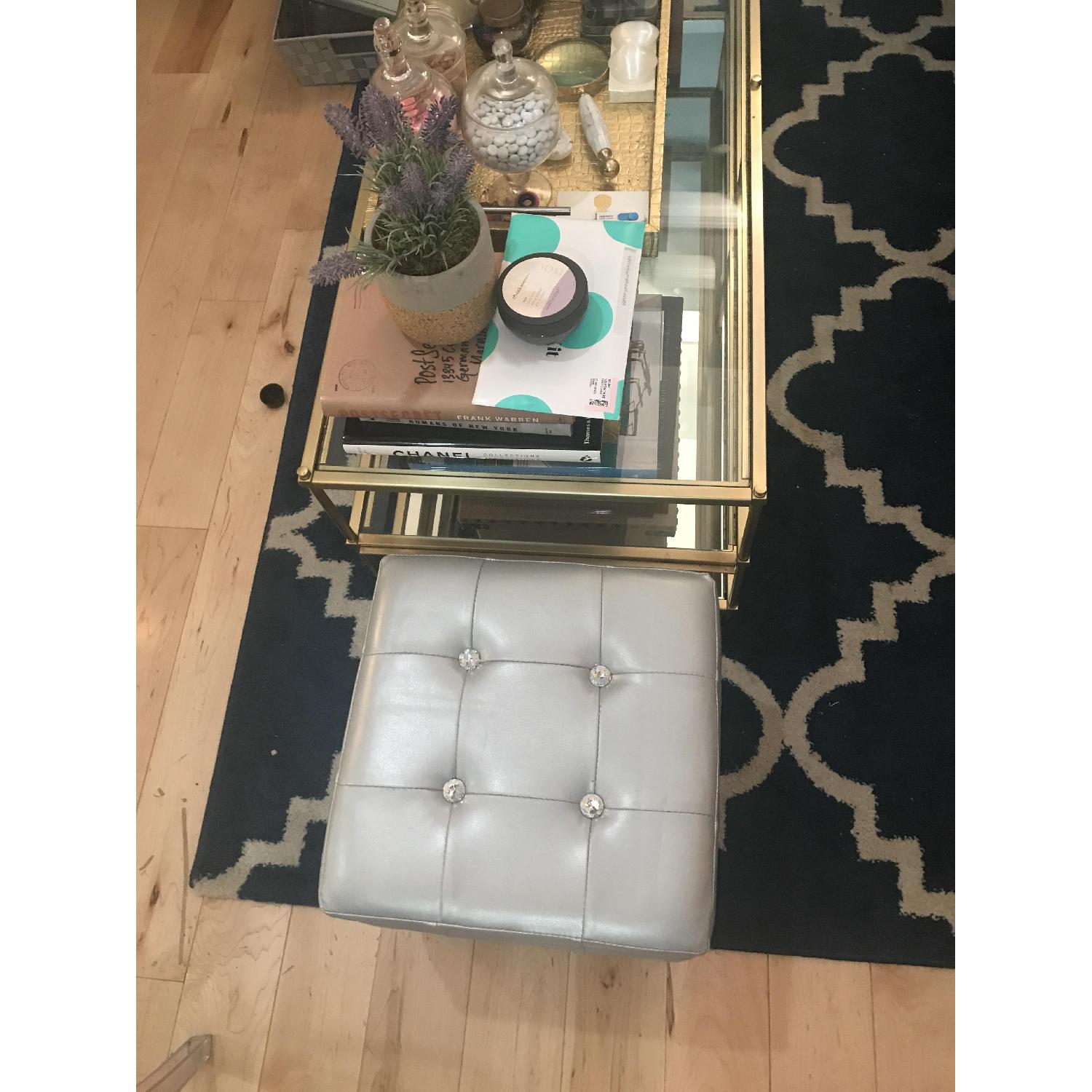 LumiSource Silver Square Pouf/Ottoman - image-4