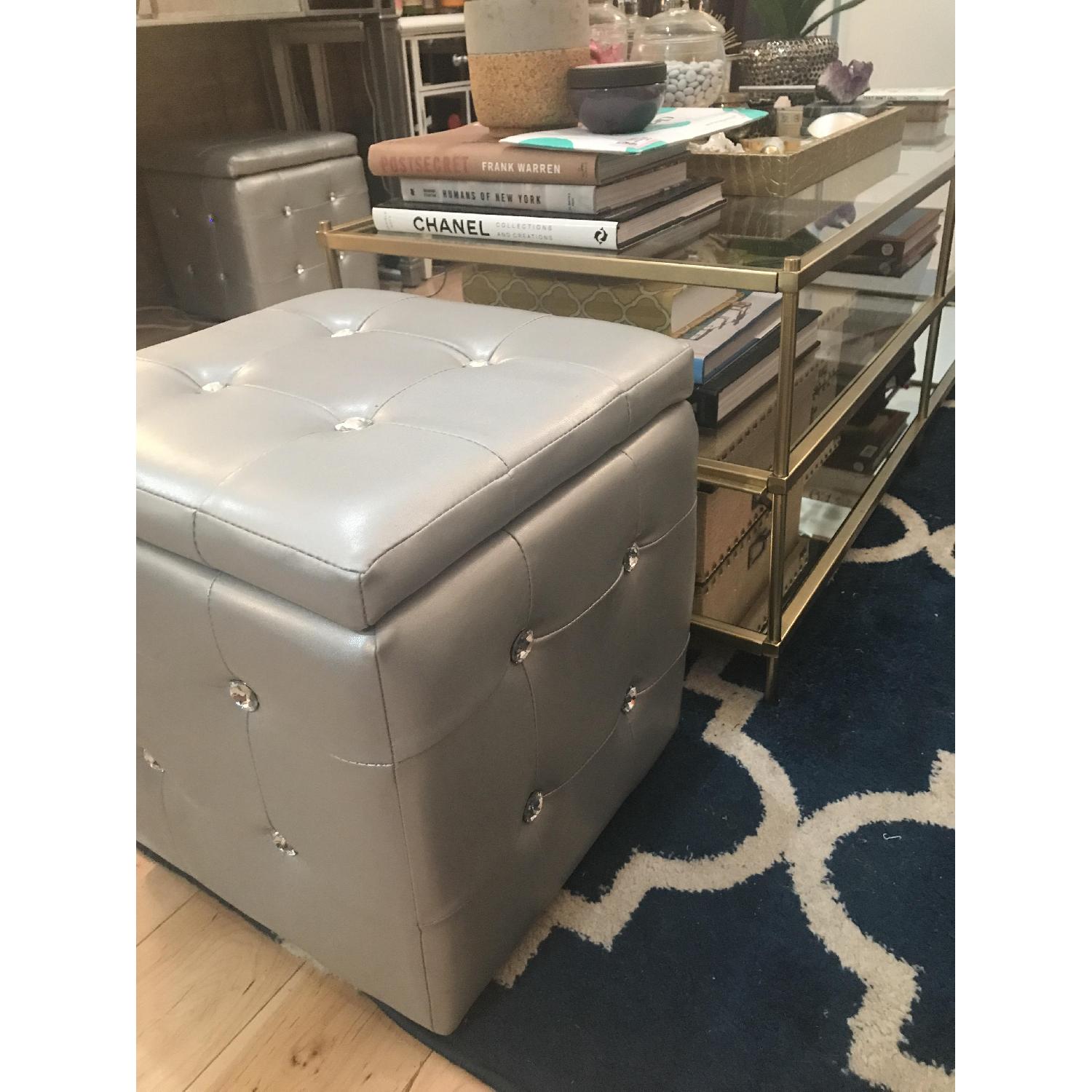 LumiSource Silver Square Pouf/Ottoman - image-5