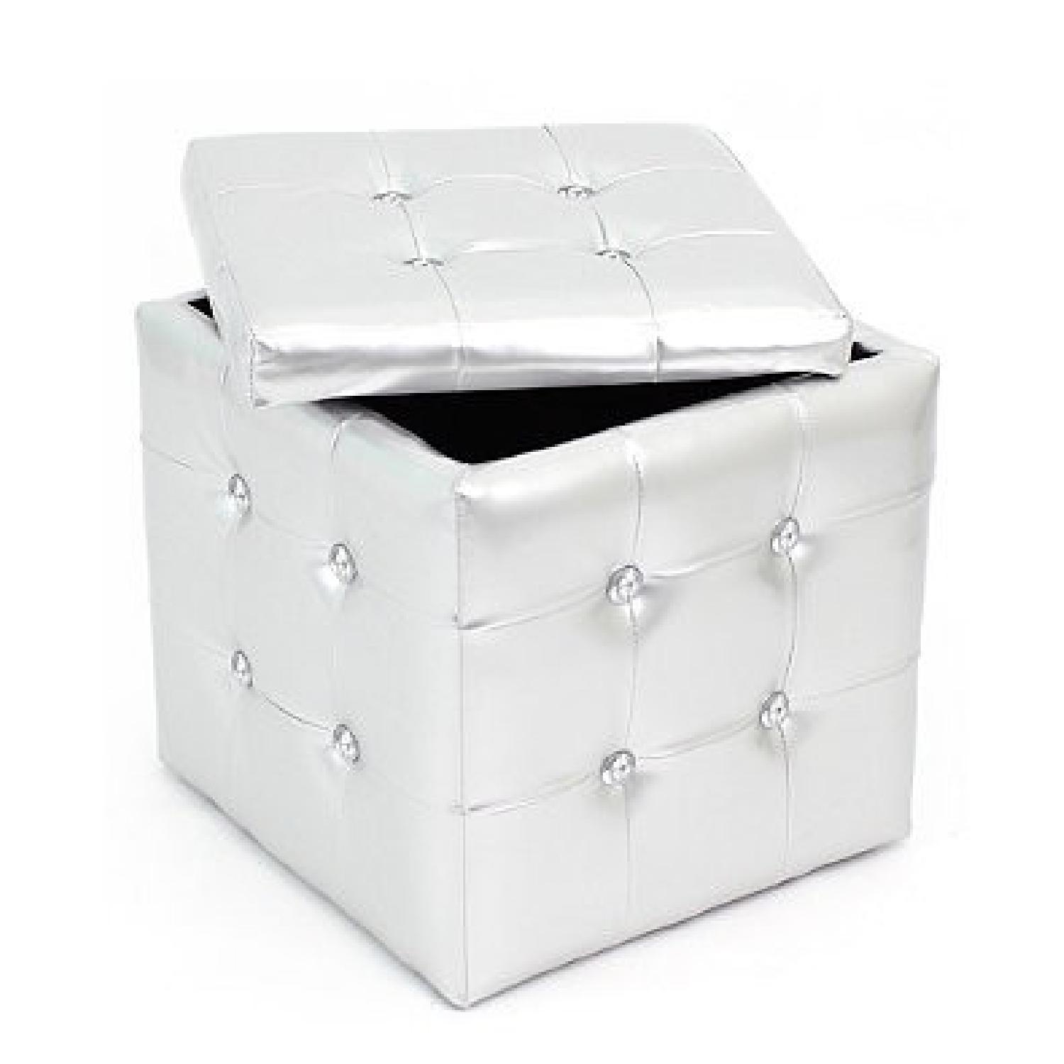 LumiSource Silver Square Pouf/Ottoman - image-6