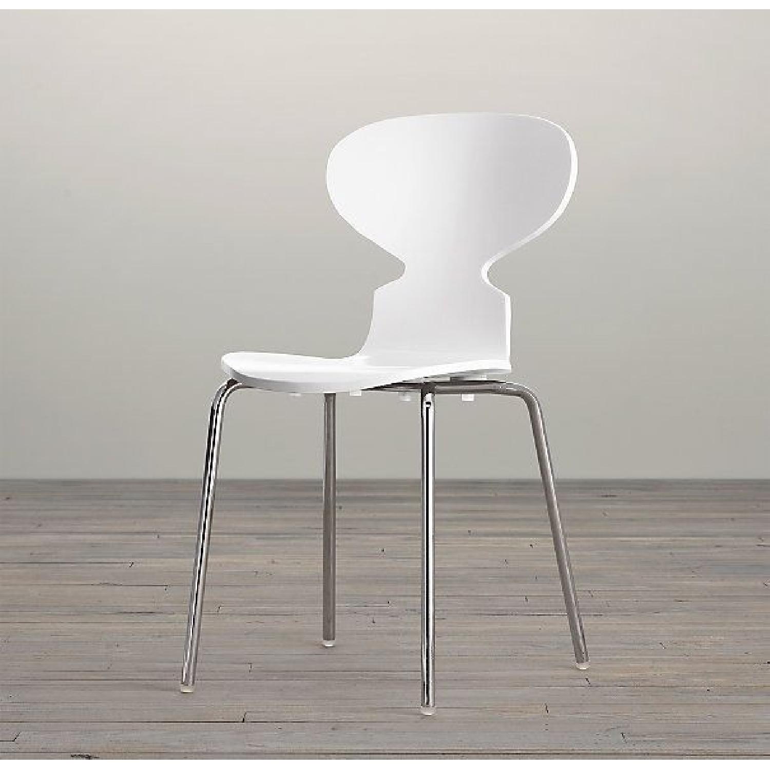 Restoration Hardware White Finish Wood & Chrome Dining Chair - image-3