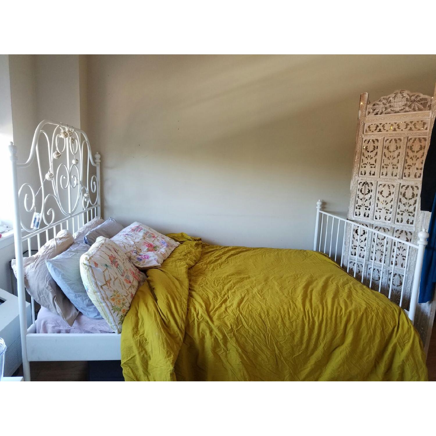 Ikea Leirvik White Bed Frame w/ Lury - image-2