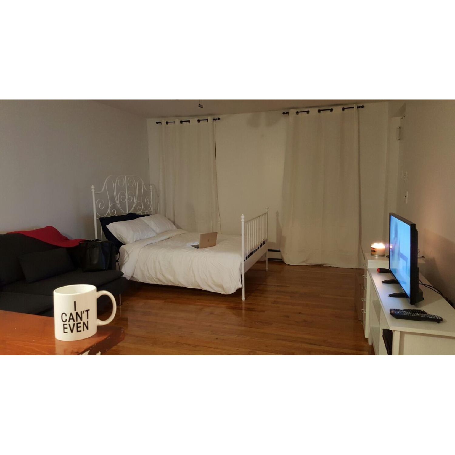 Ikea Leirvik White Bed Frame w/ Lury - image-3
