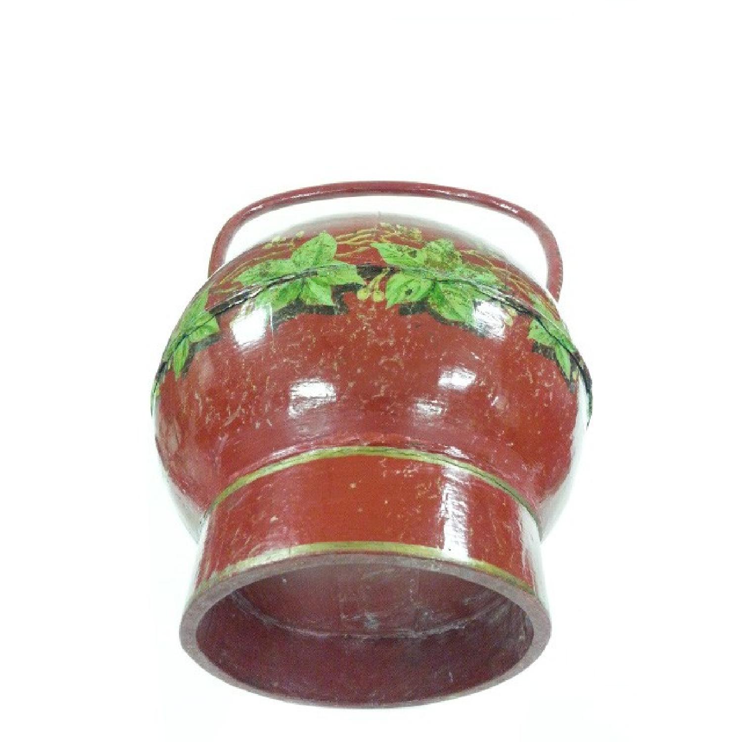 Vintage Hand Painted Chinese Red Lacquer Wedding Marriage Basket - image-3