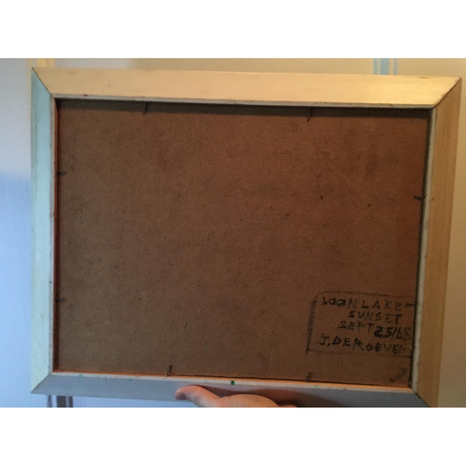 J. Deroeven Framed Original Painting - Loon Lake Sunset - image-2