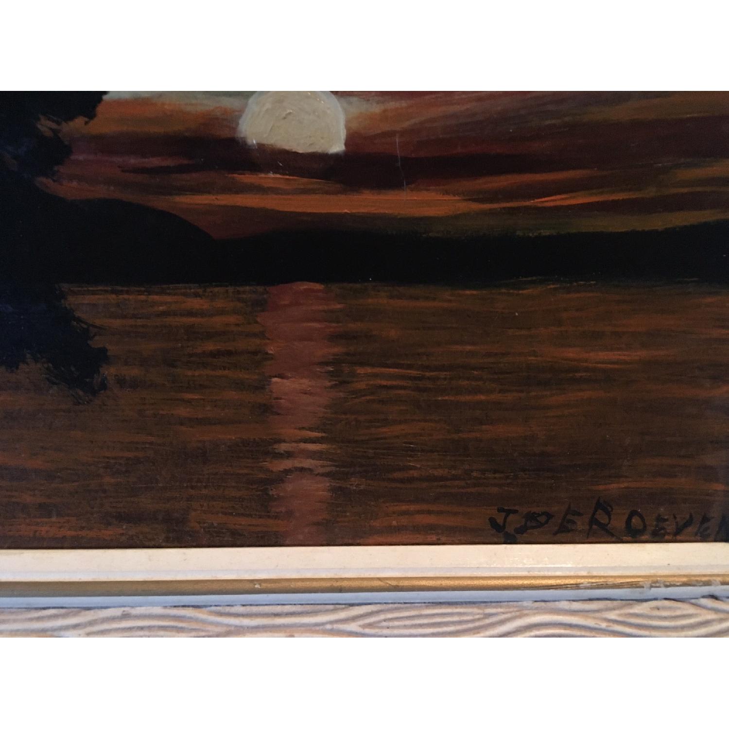 J. Deroeven Framed Original Painting - Loon Lake Sunset - image-3