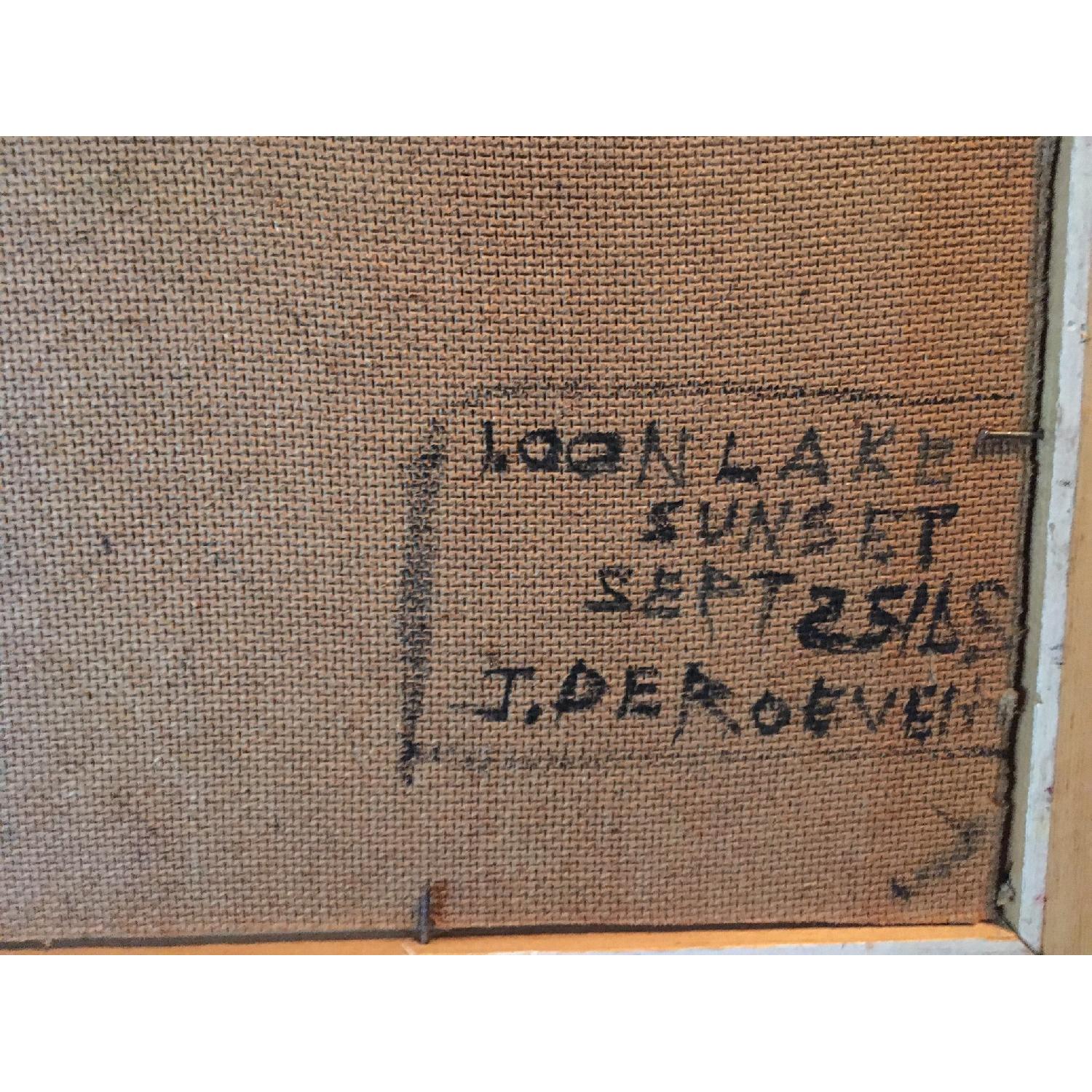 J. Deroeven Framed Original Painting - Loon Lake Sunset - image-7