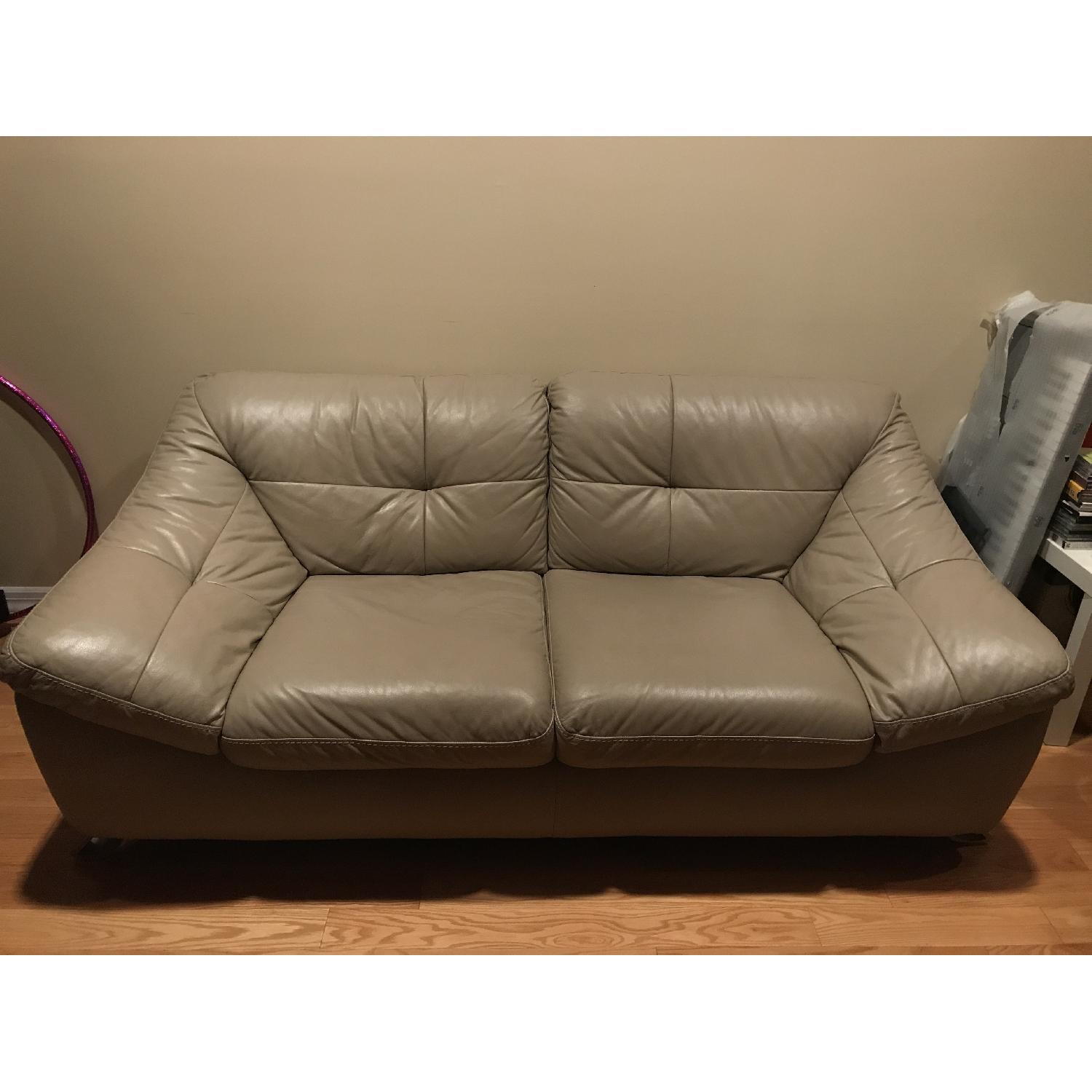 Beige Leather Sofa - image-1