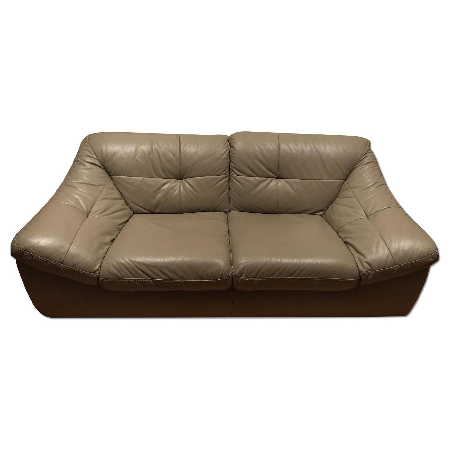 Beige Leather Sofa - image-0