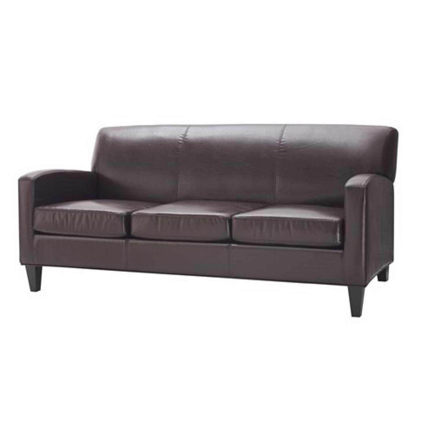 Ikea Brown Faux Leather Couch - image-0