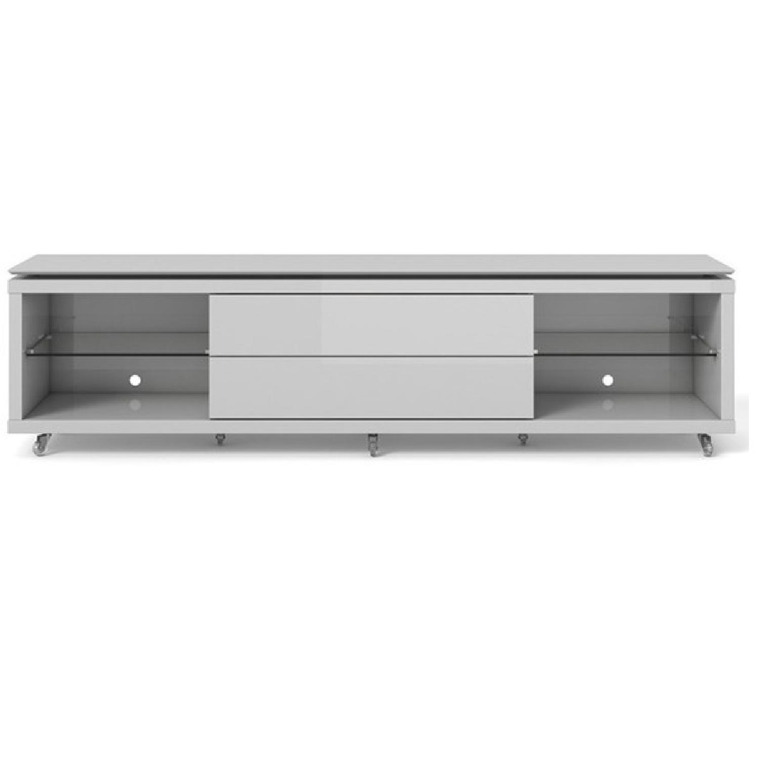 Manhattan Comfort TV Stand w/ Casters & Custom Cushions & Pillows - image-4