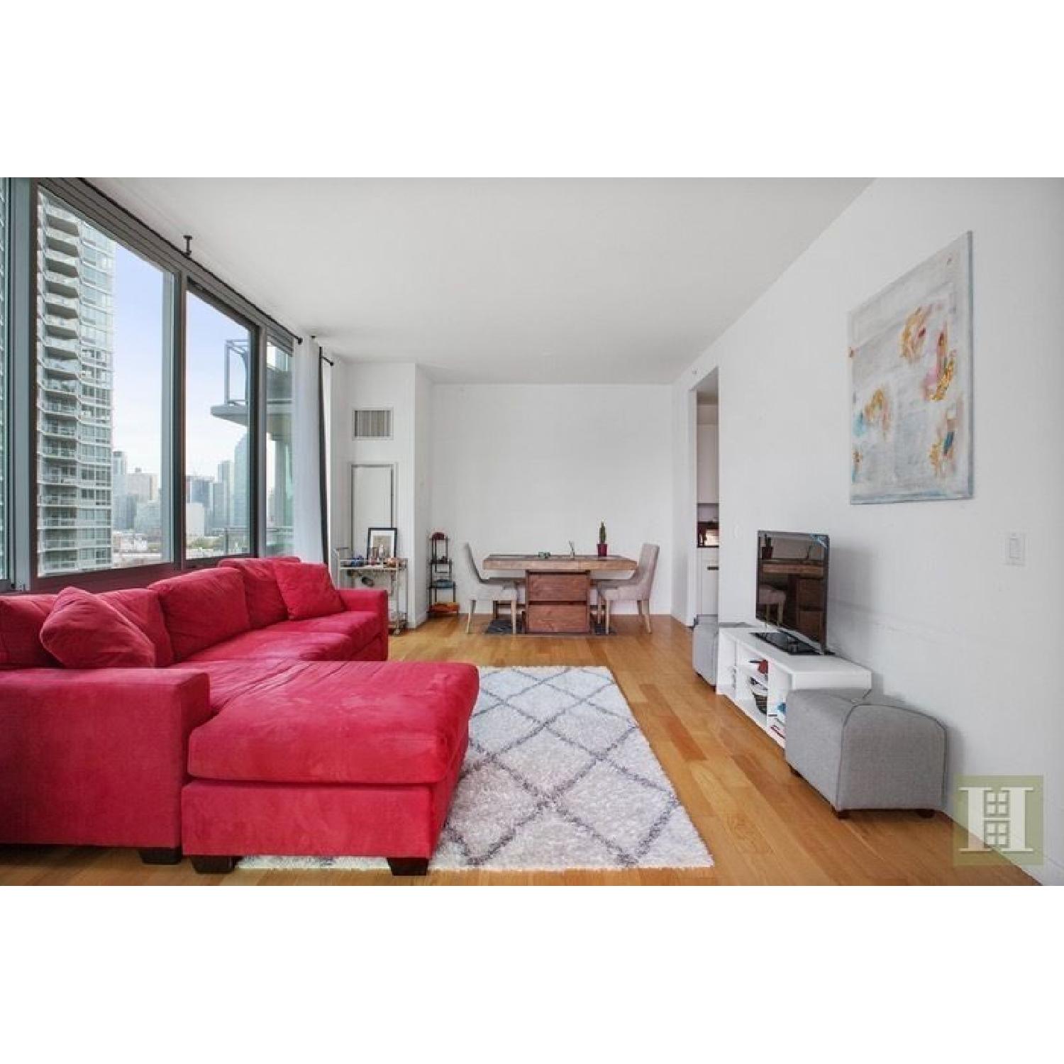 Macy's Red Microfiber 3 Seat Sectional w/ Chaise - image-2